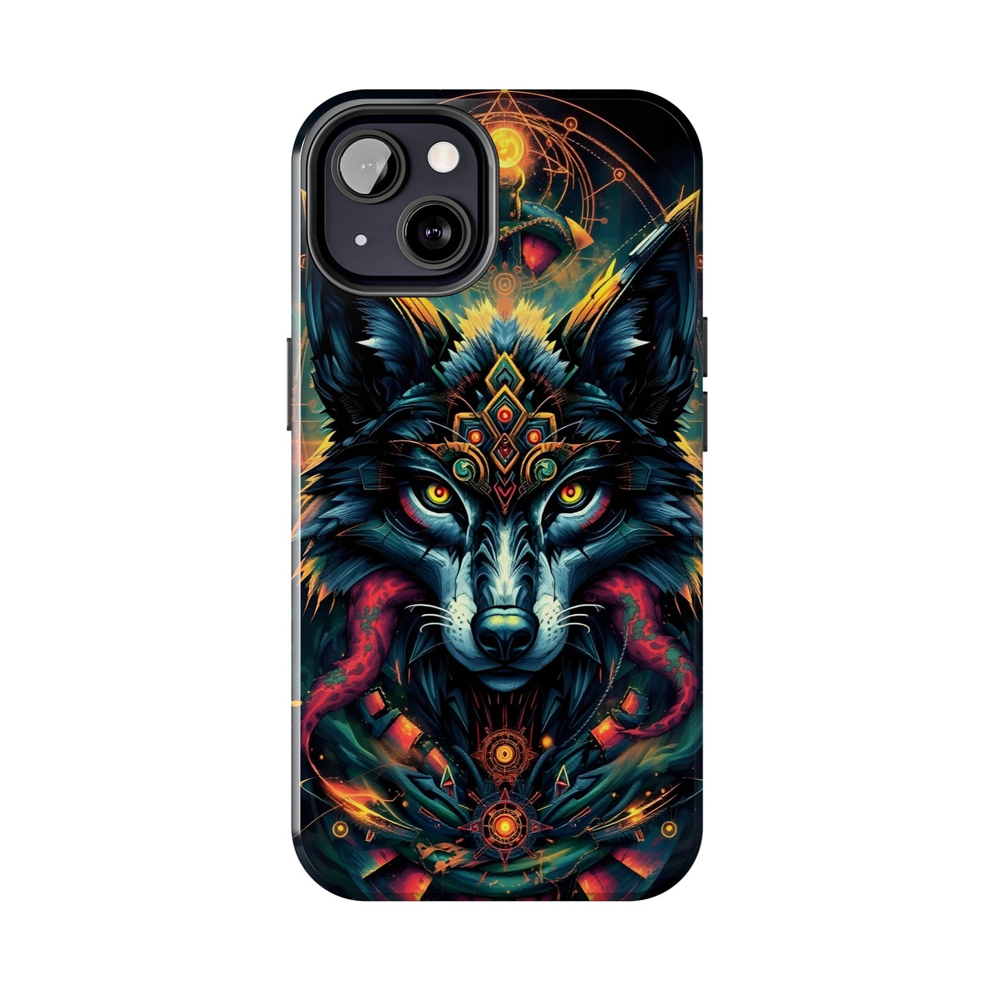 Vibrant Mystical Wolf Art Tough Phone Case - Durable & Unique Design for Animal Lovers - for iPhone