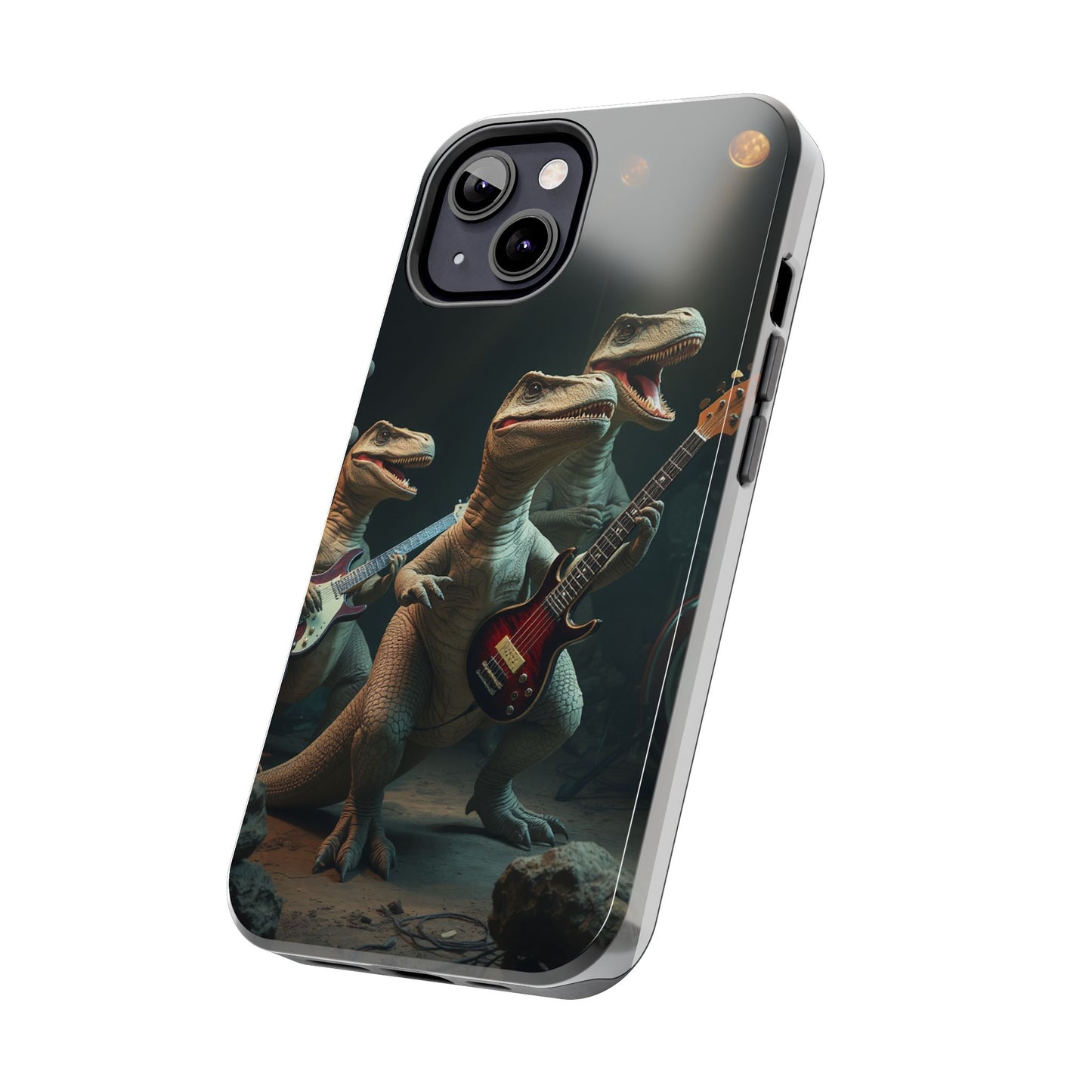 Rockin' Dinosaur Tough Phone Cases - Perfect for Music Lovers and Kids!