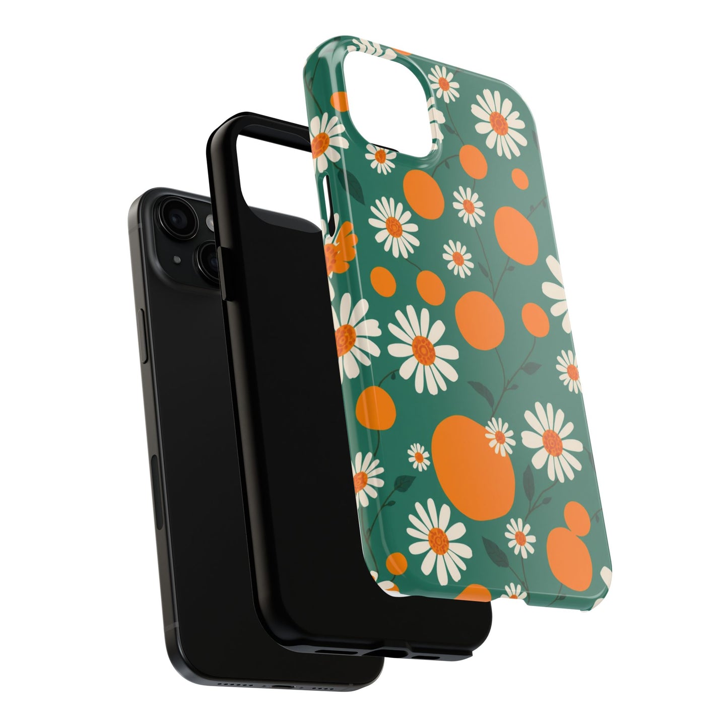 Floral Tough Phone Case - Daisy & Orange Design