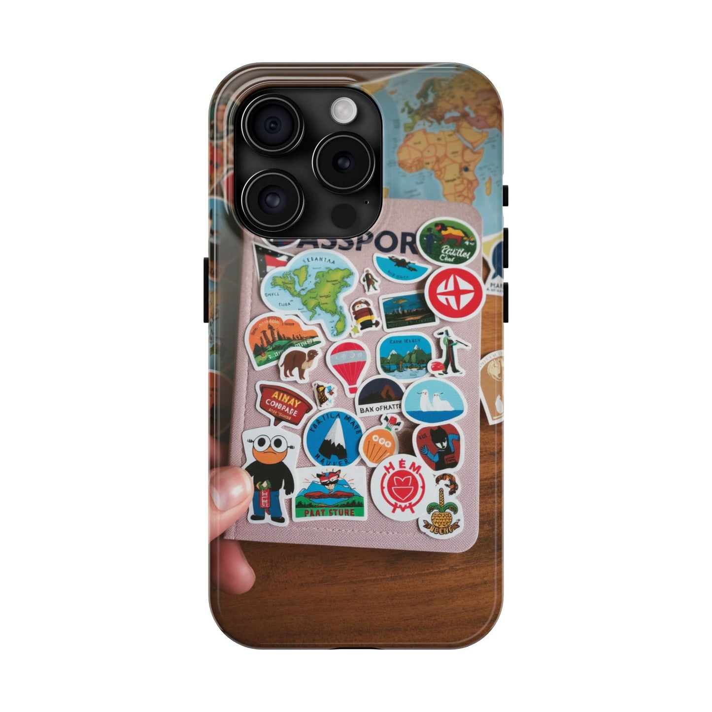 Adventure Stickers Phone Case - Tough Protection for Travel Lovers