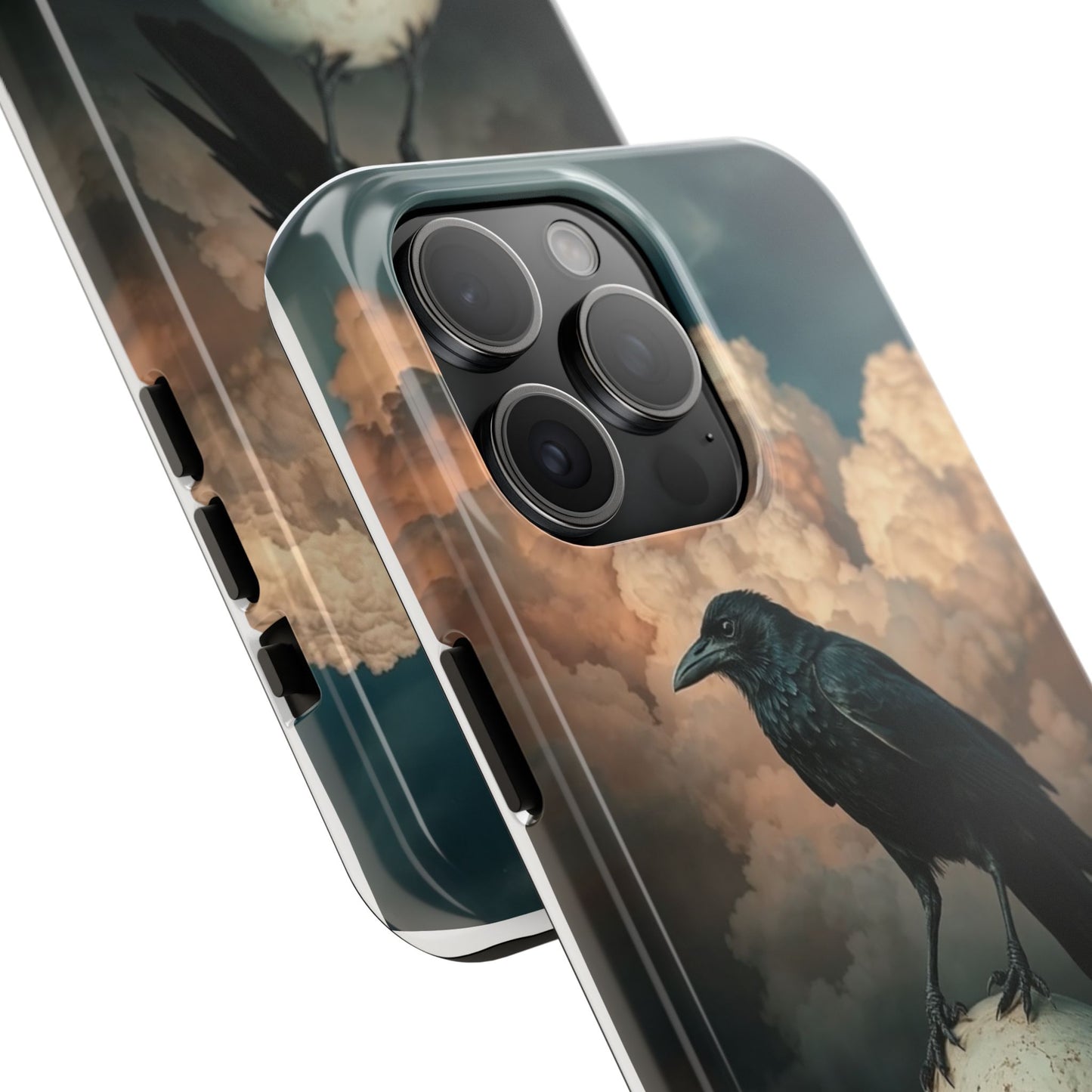 Gothic Raven Skull Tough Phone Case - Unique Protective Cover for Halloween Lovers