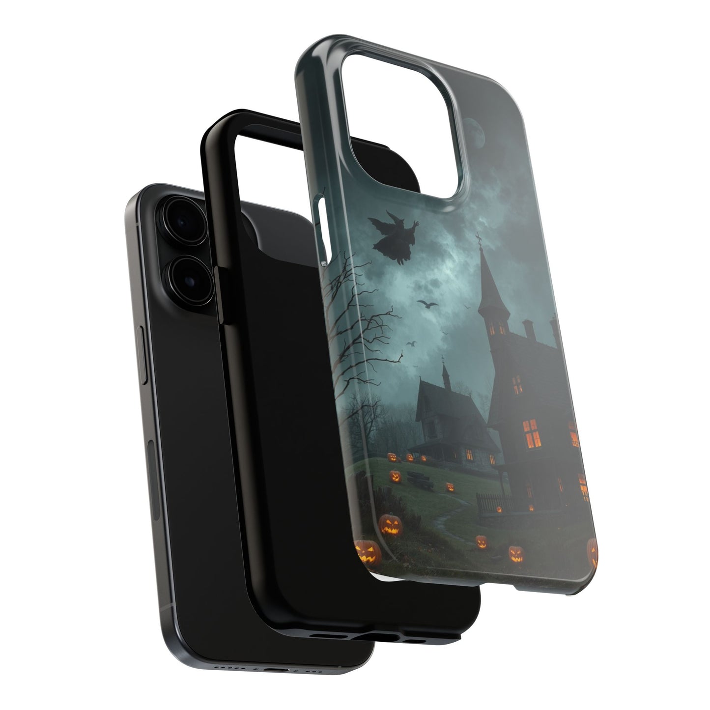Halloween-Themed Tough Phone Case with Spooky House Design