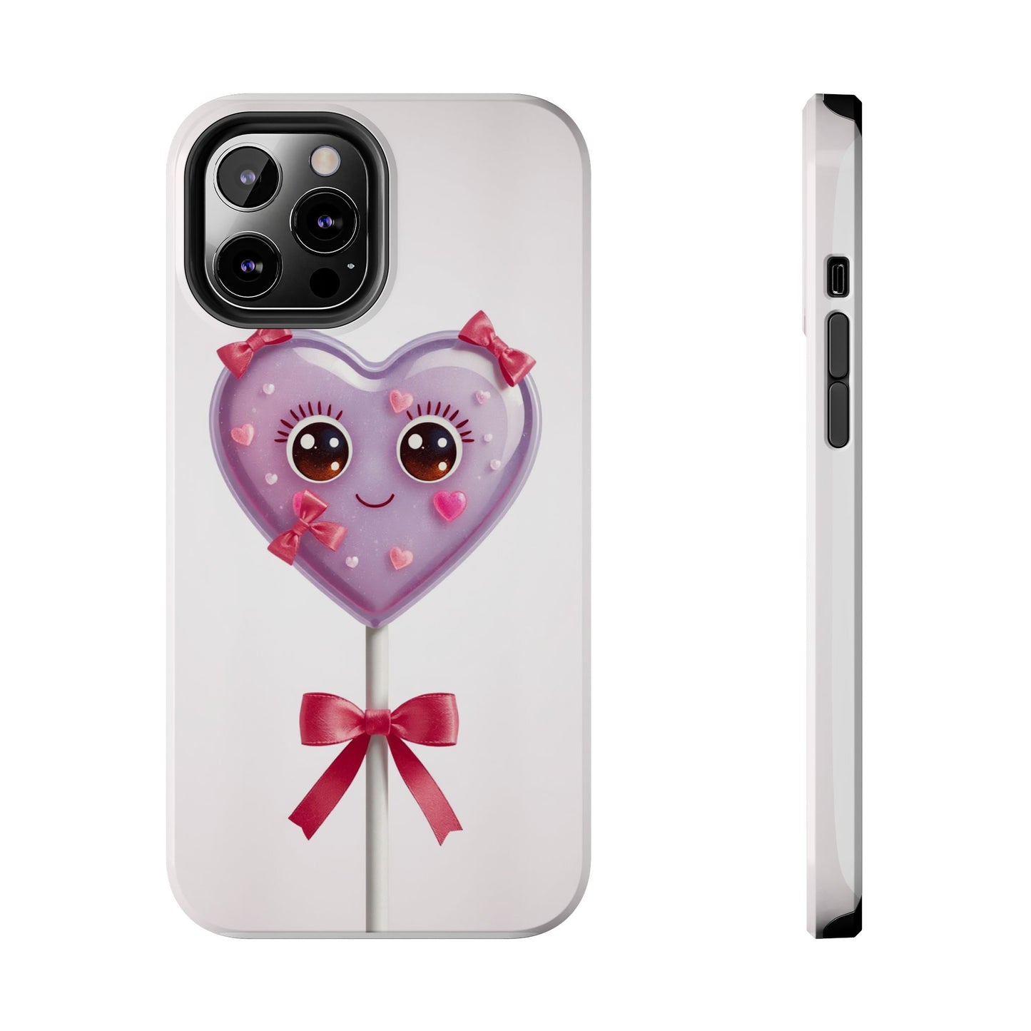 Cute Heart Lollipop Tough Phone Case - Adorable Protection for Candy Lovers
