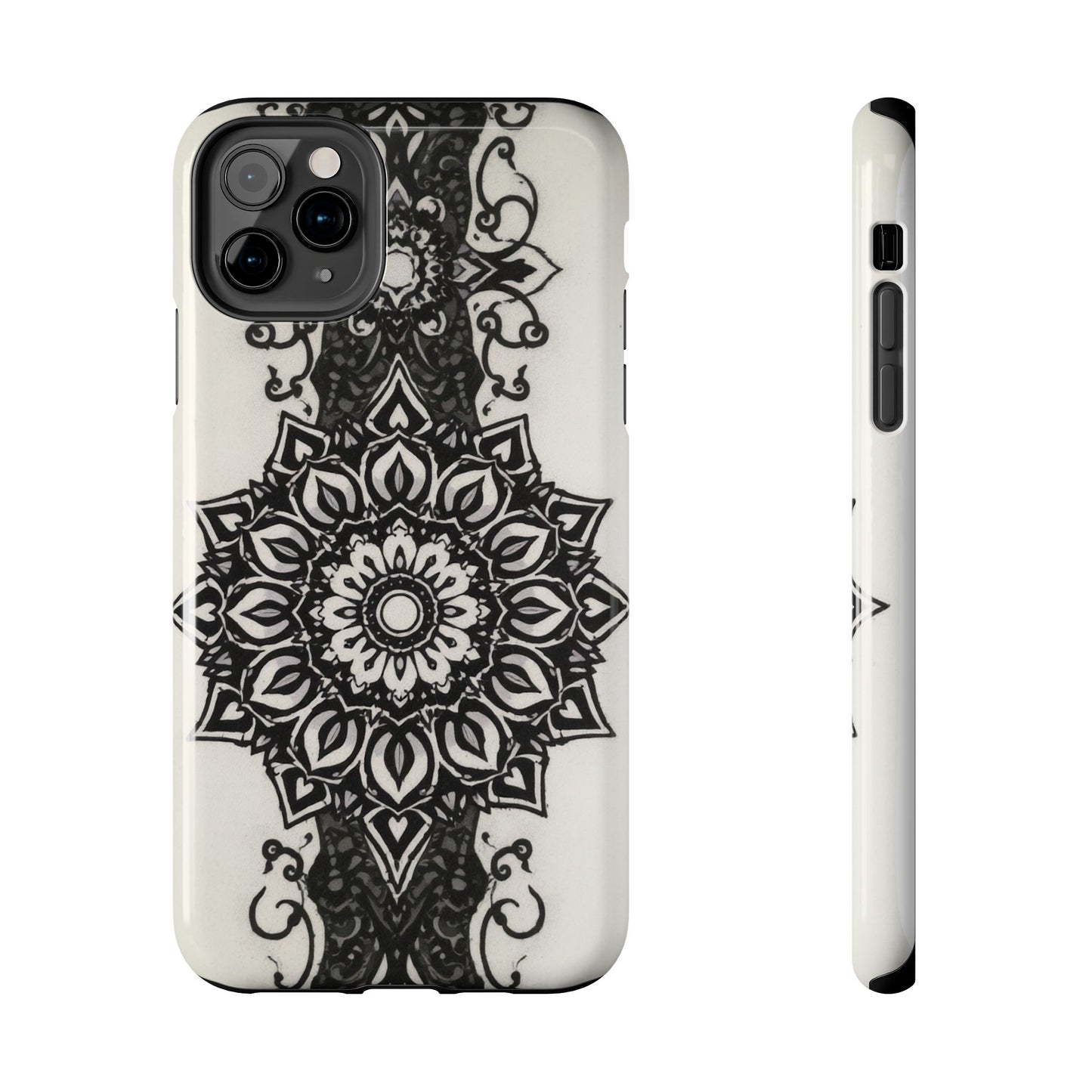 Stylish Tough Phone Cases with Dark Mandala Design - Durable and Unique Protection - for iPhone
