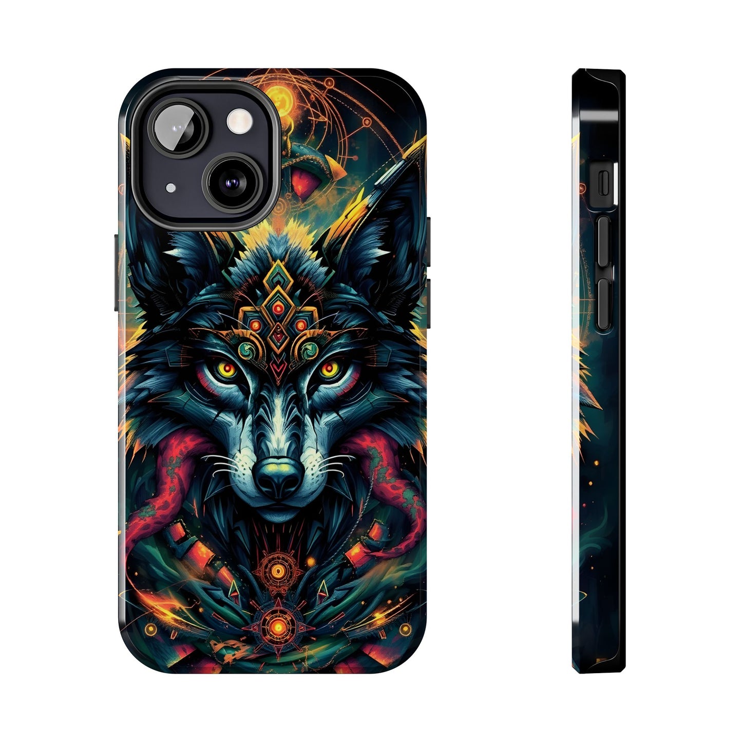 Vibrant Mystical Wolf Art Tough Phone Case - Durable & Unique Design for Animal Lovers - for iPhone
