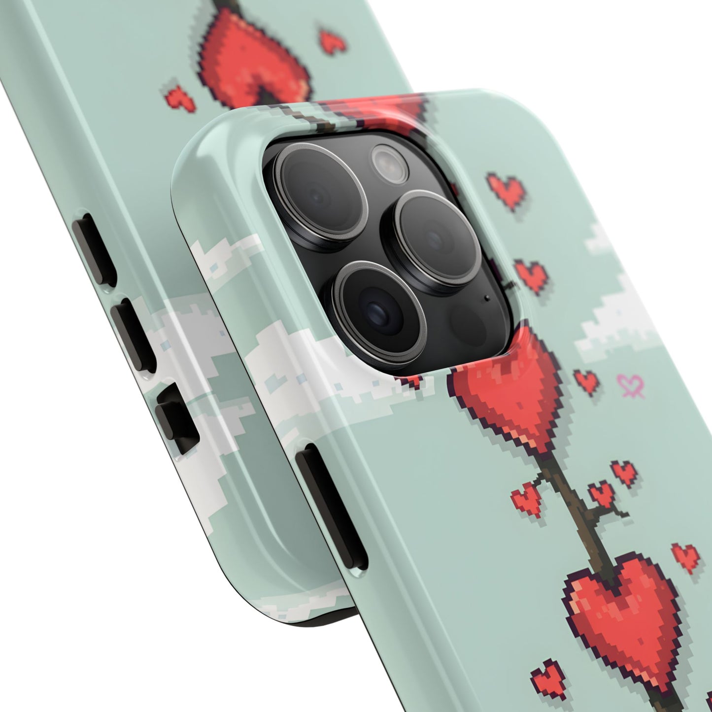 Pixelated Love Hearts Tree | Tough Phone Case - Cute Design - for iPhone