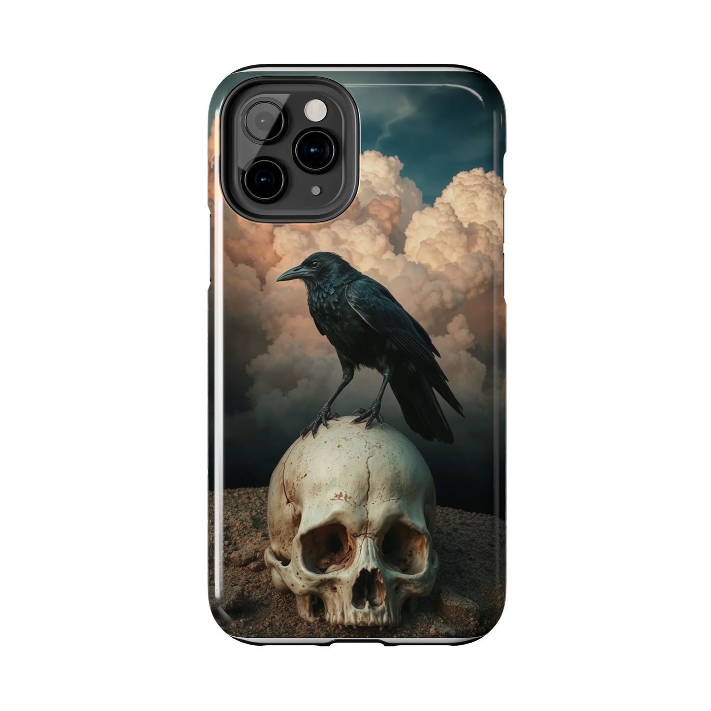 Gothic Raven Skull Tough Phone Case - Unique Protective Cover for Halloween Lovers