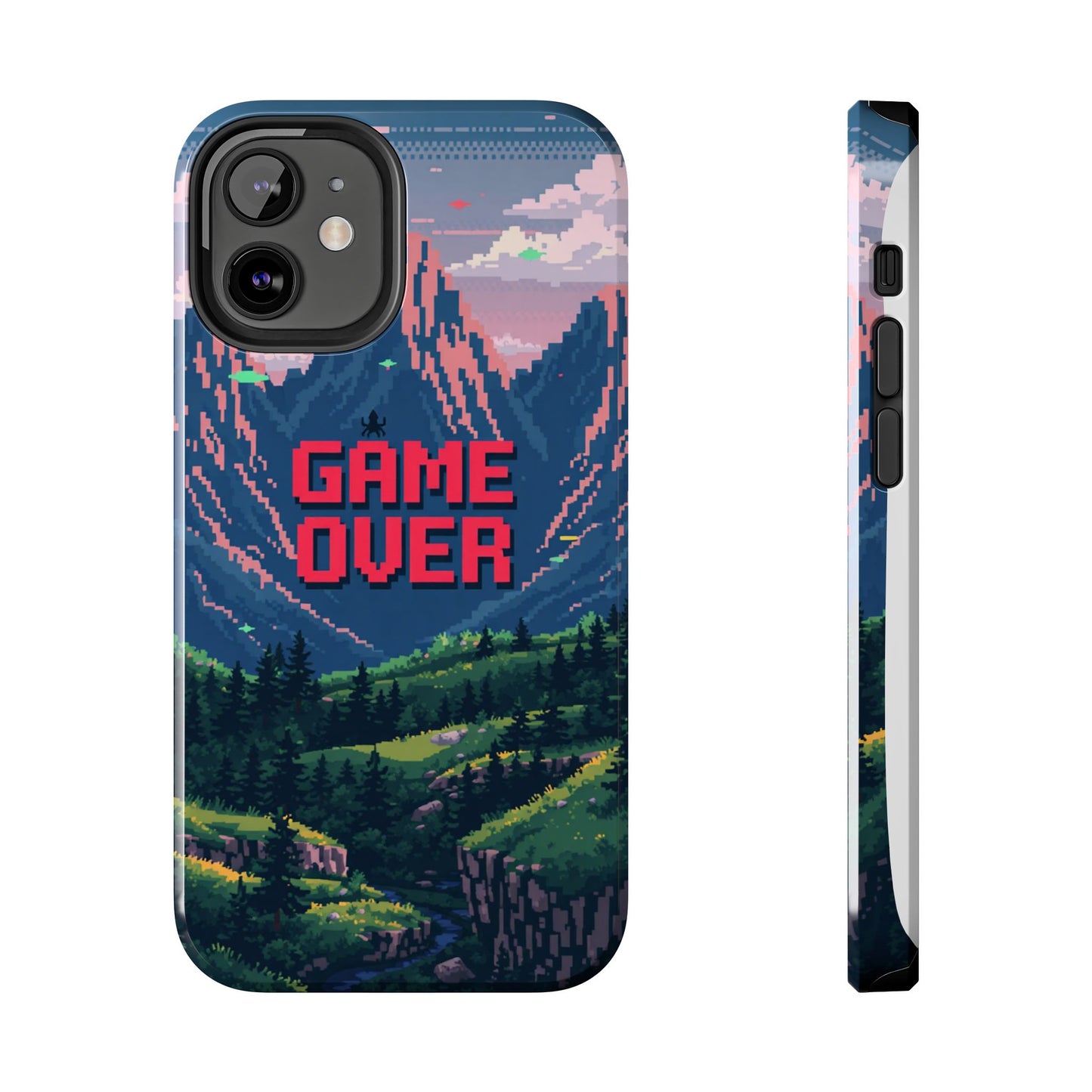 Pixel Art Tough Phone Case - 'Game Over' Design for Gamers