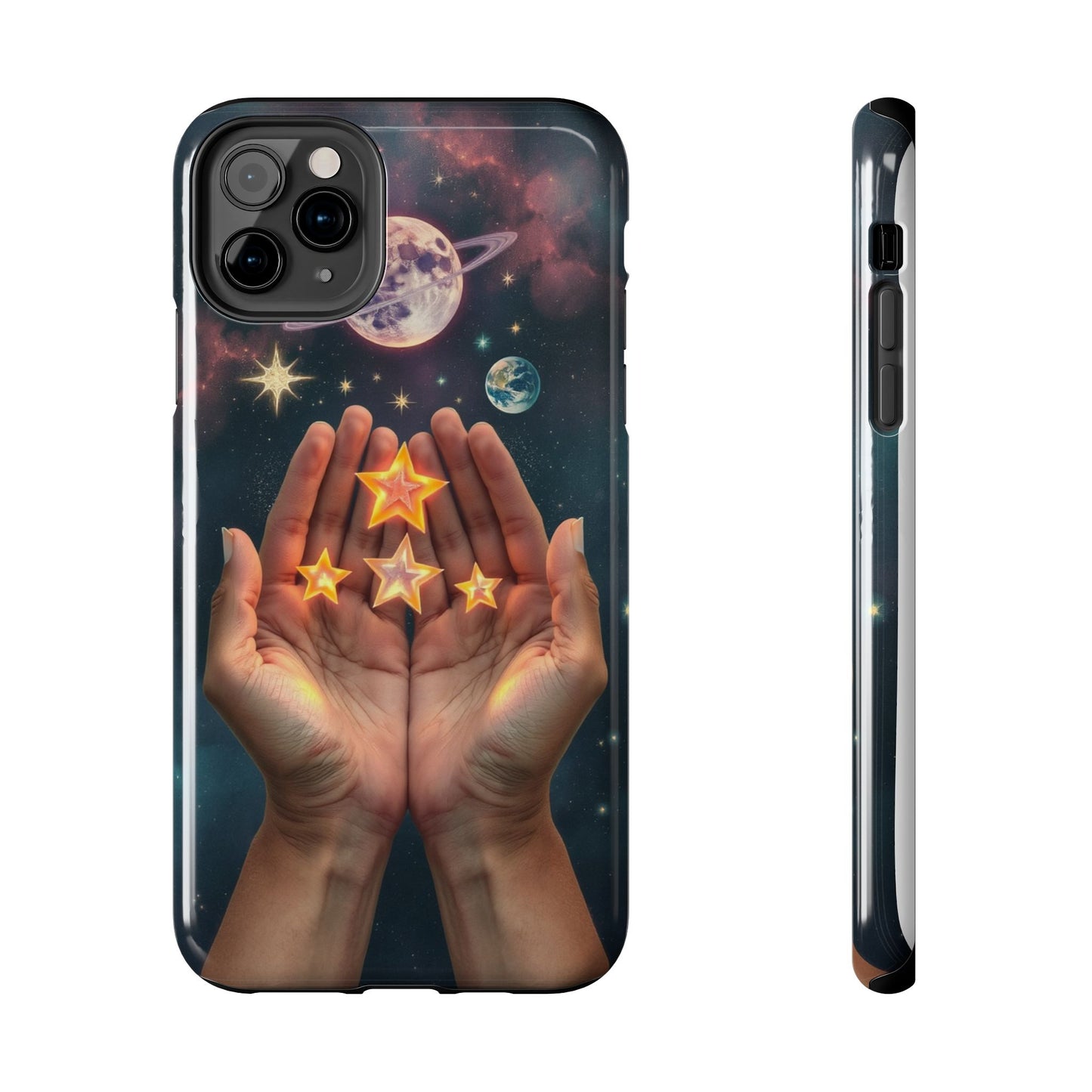 Galaxy Hands Tough Phone Case - Celestial Design for Star Lovers