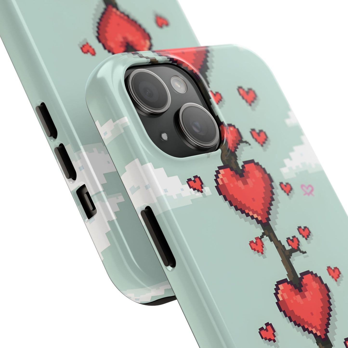 Pixelated Love Hearts Tree | Tough Phone Case - Cute Design - for iPhone
