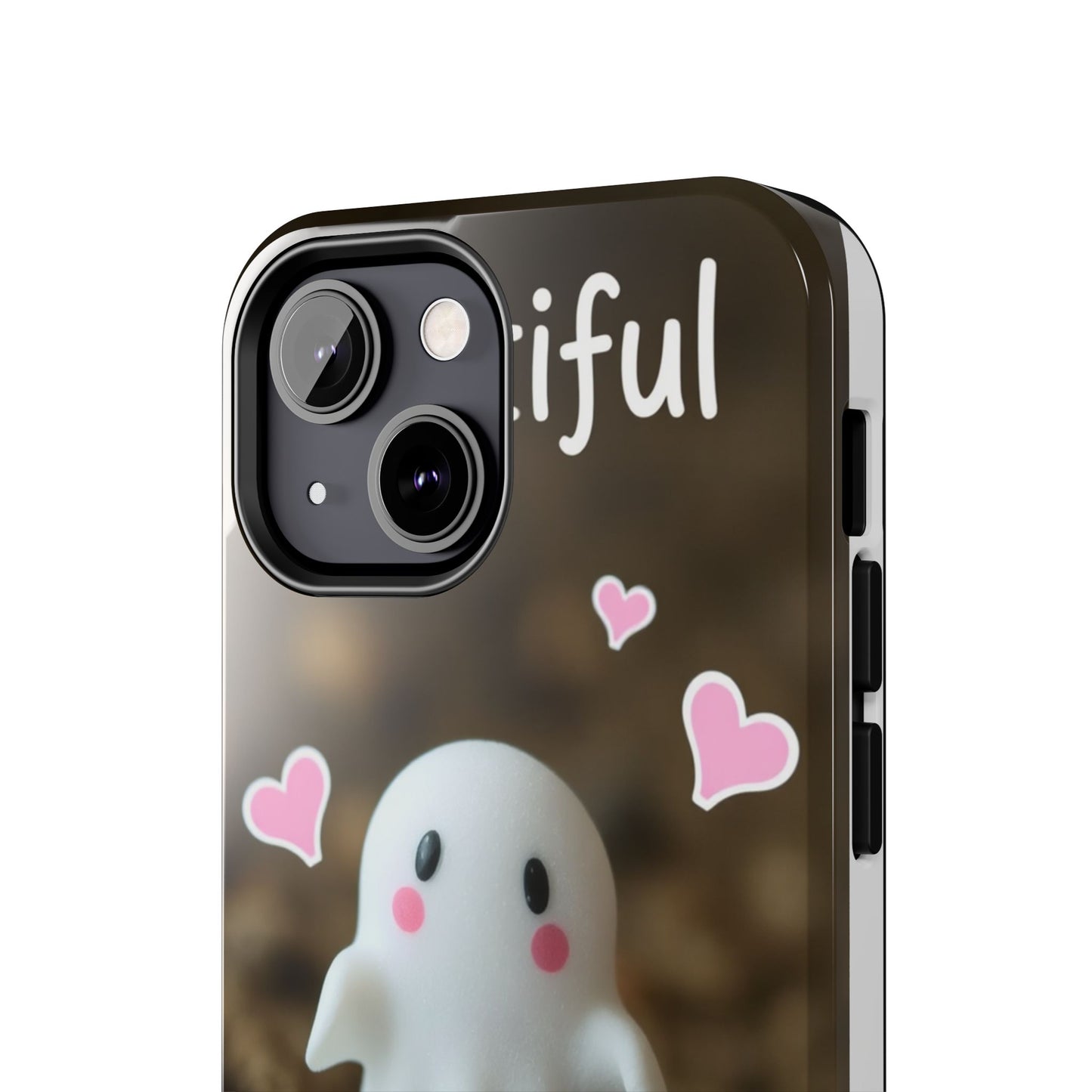 Cute Ghost Tough Phone Case - Beautiful Design with Heart Accents