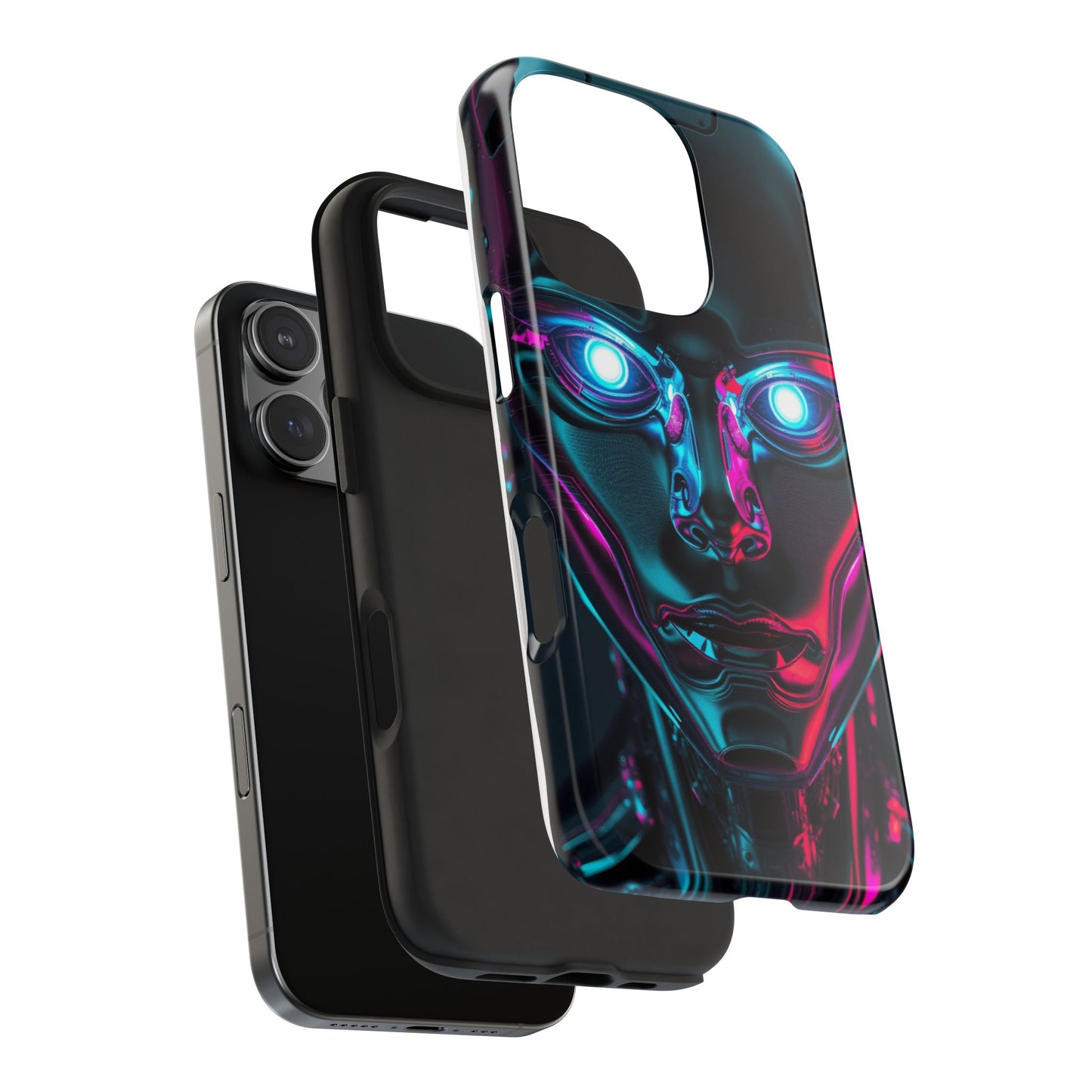 Futuristic Phone Case, Tough Phone Cover, Cyberpunk Style, Robot Design, Gift for Tech Lovers, Unique Phone Accessories