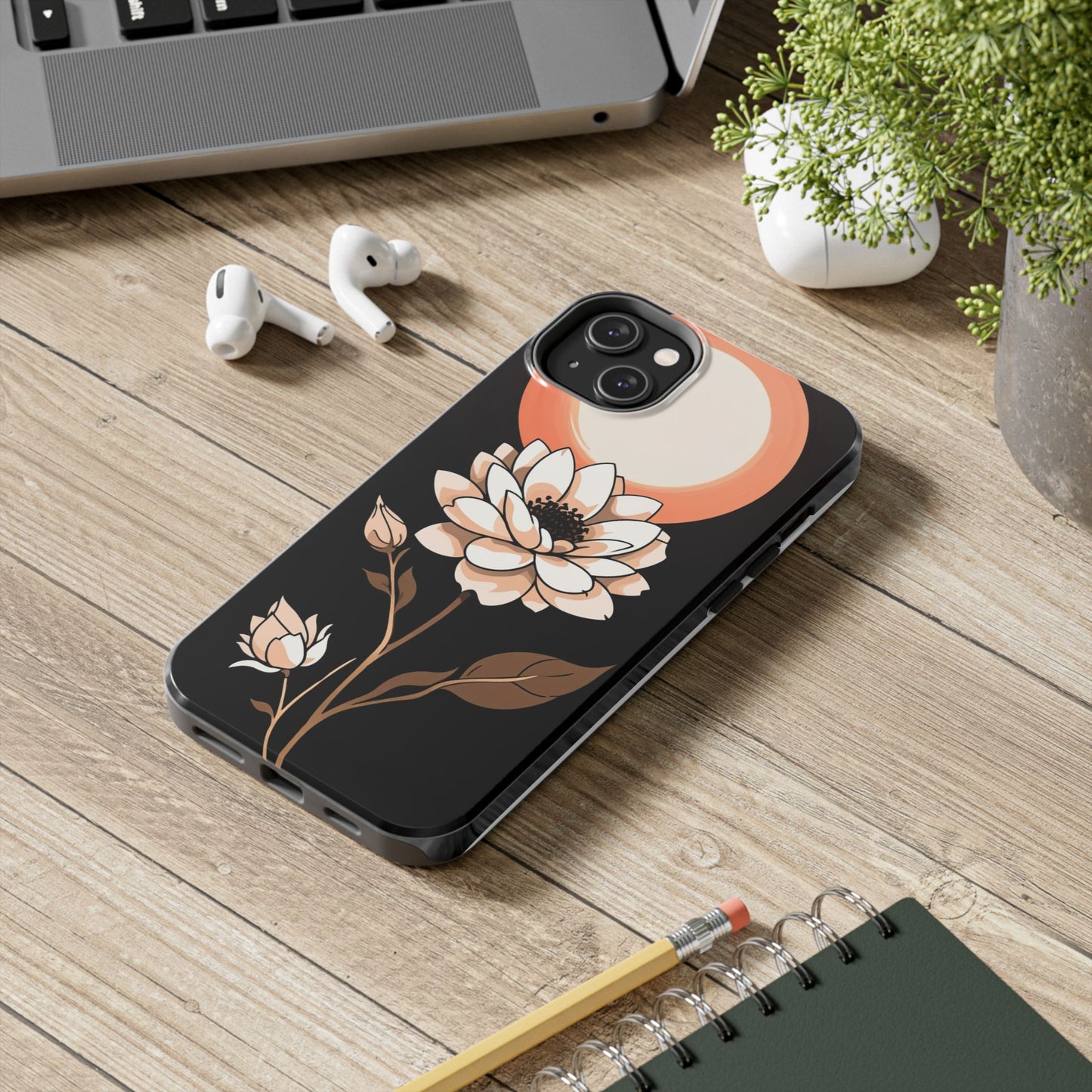 Elegant Contrast Floral Tough Phone Case - Stylish Protection for Your Device - for iPhone