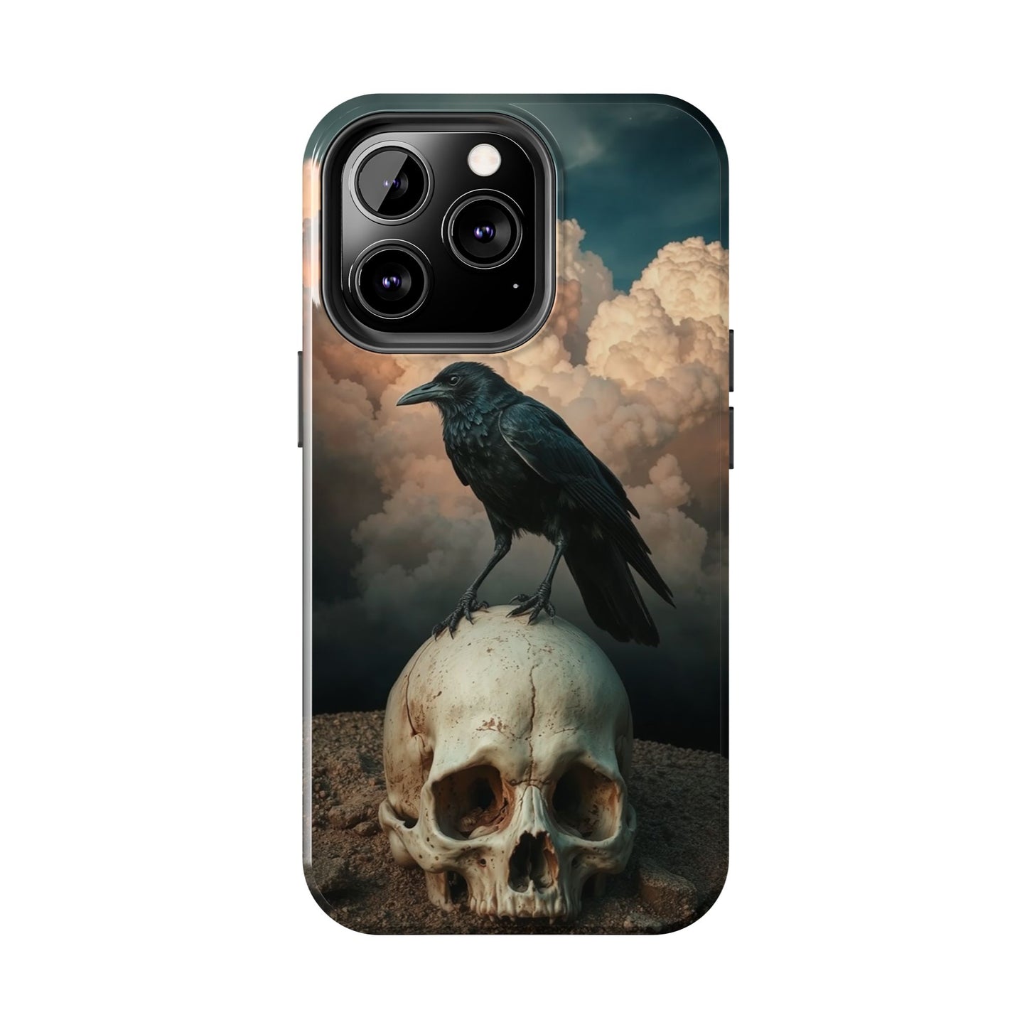 Gothic Raven Skull Tough Phone Case - Unique Protective Cover for Halloween Lovers