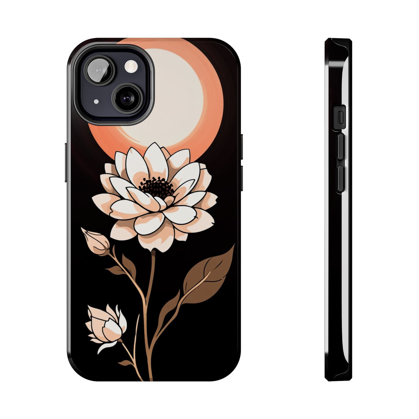 Elegant Contrast Floral Tough Phone Case - Stylish Protection for Your Device - for iPhone