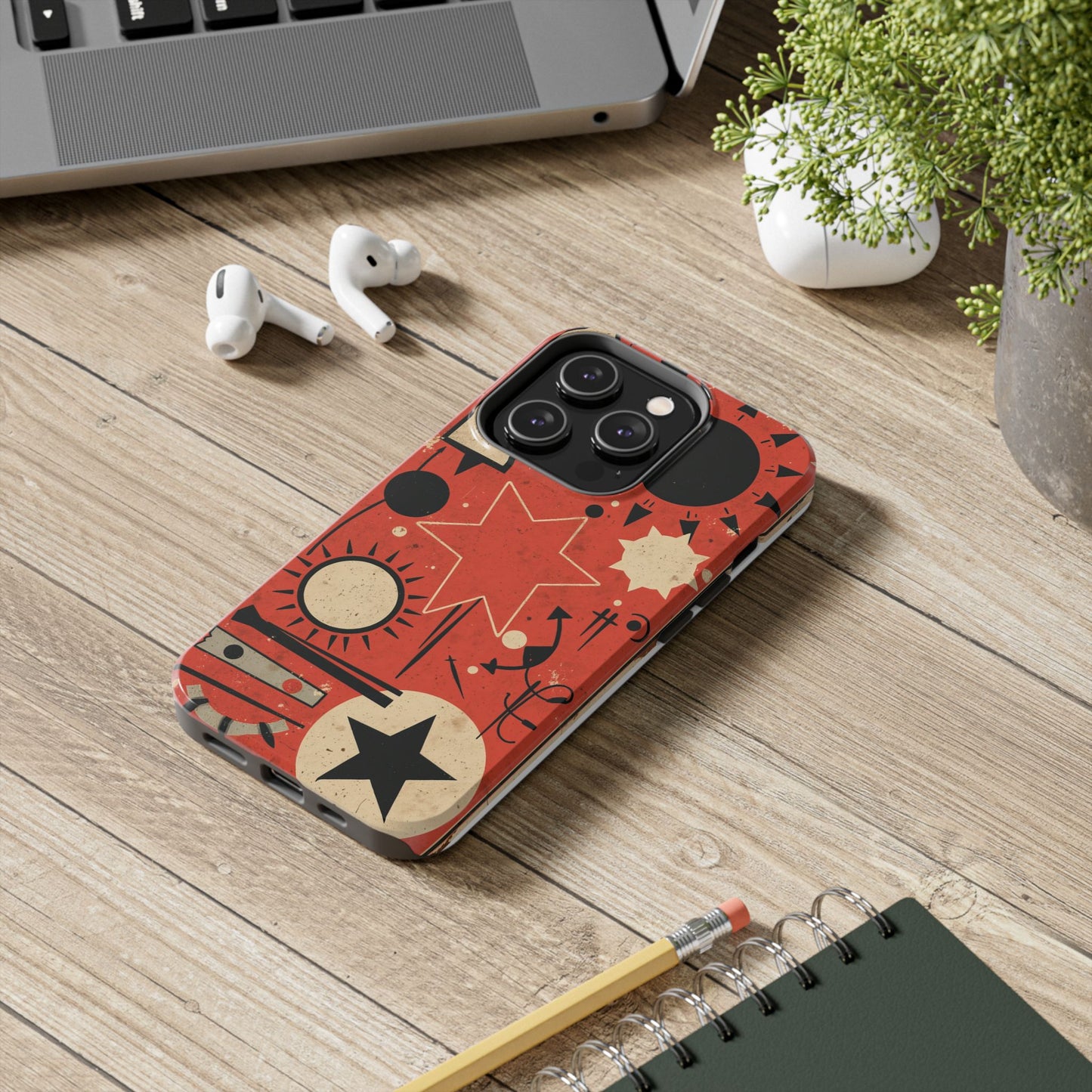 Retro Bold Tough Phone Case - Unique Geometric Design - for iPhone