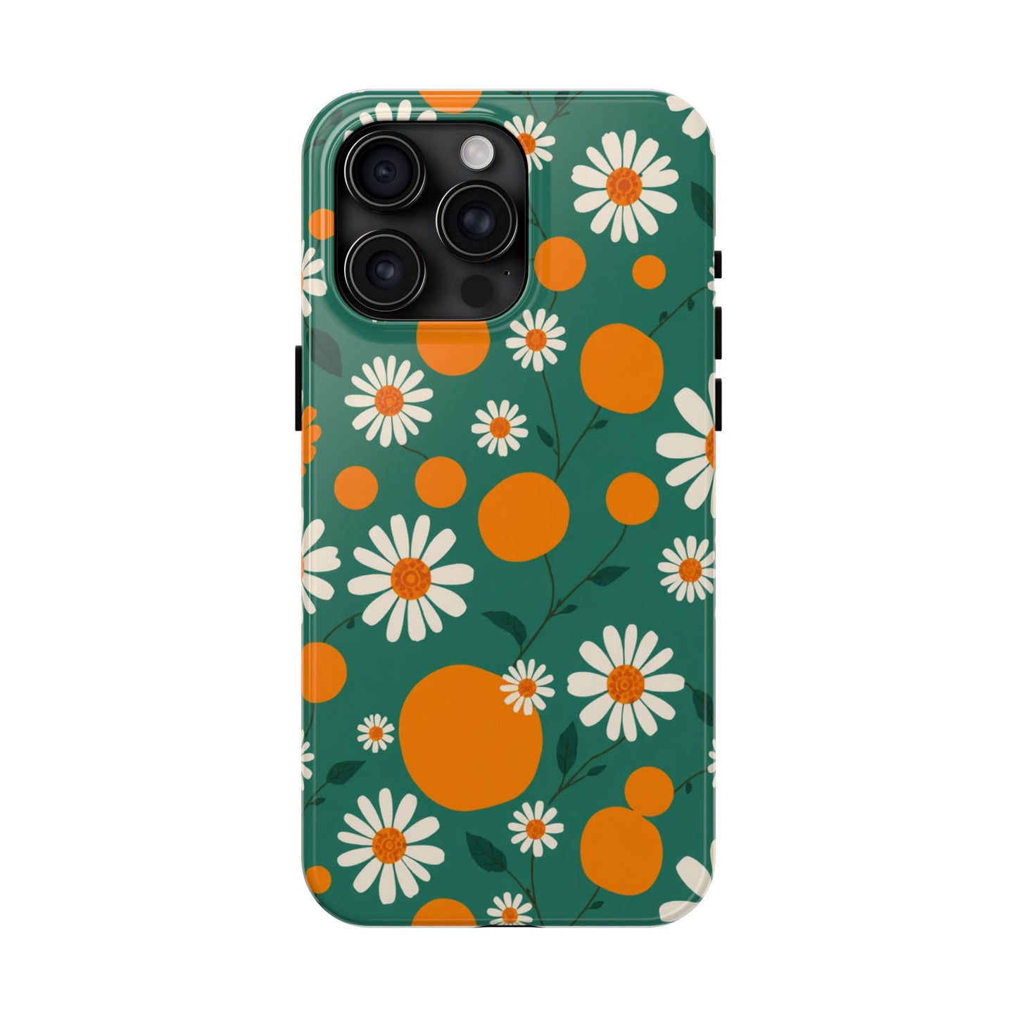 Floral Tough Phone Case - Daisy & Orange Design