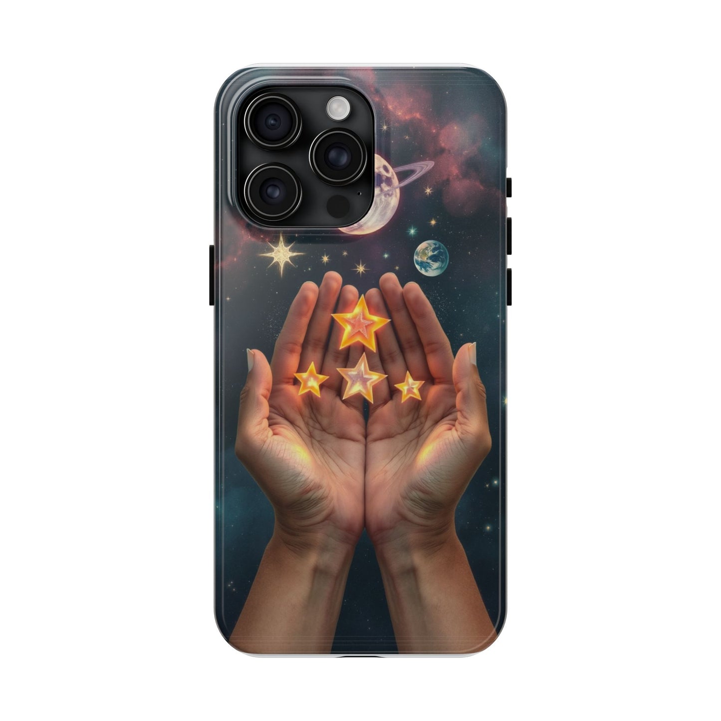 Galaxy Hands Tough Phone Case - Celestial Design for Star Lovers