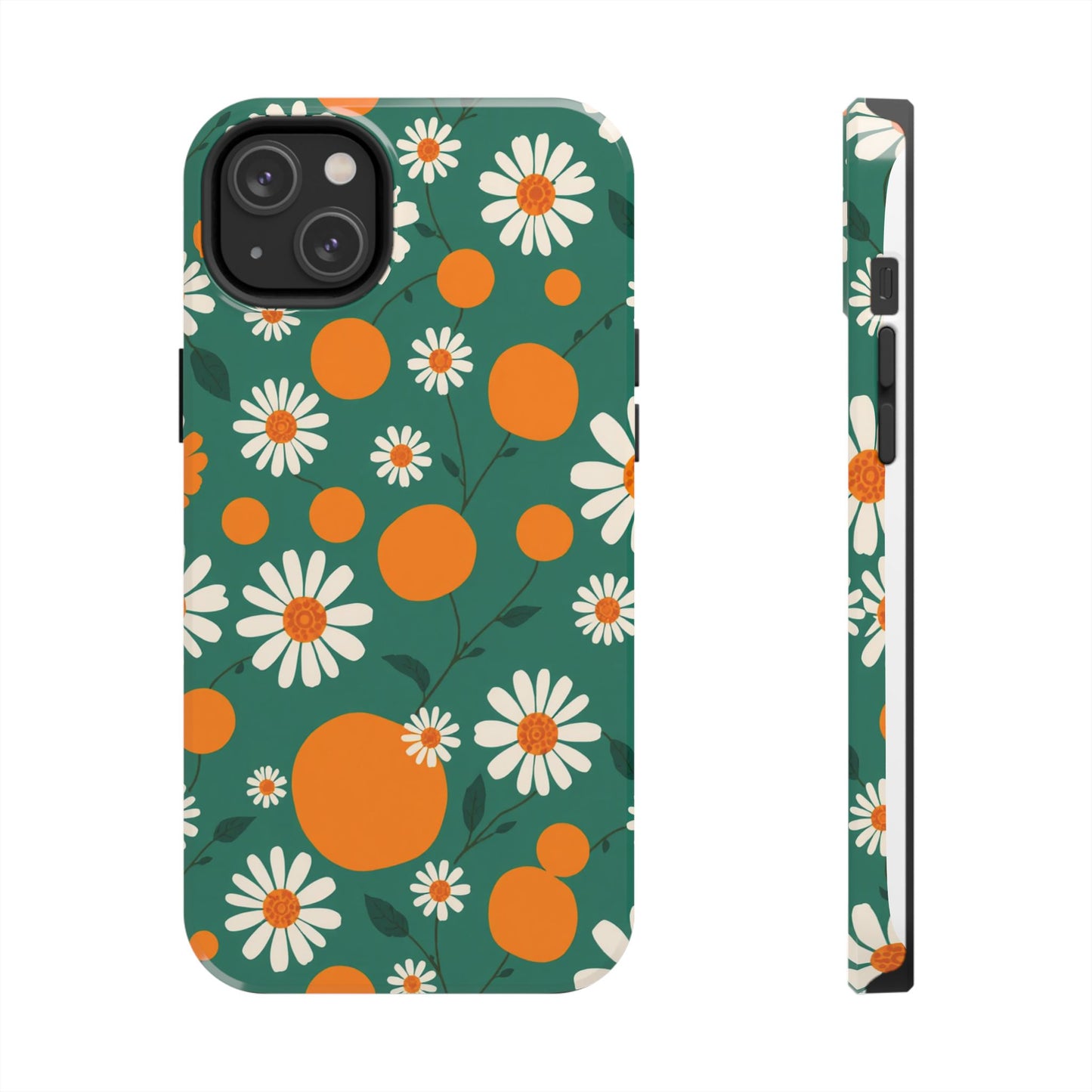 Floral Tough Phone Case - Daisy & Orange Design