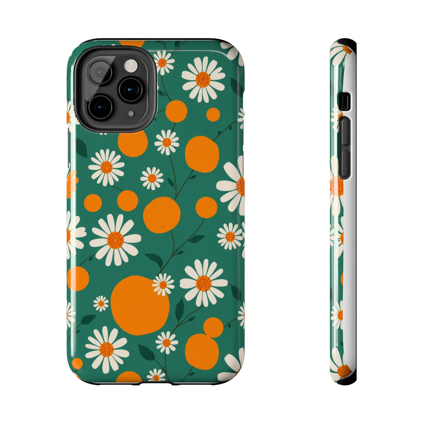 Floral Tough Phone Case - Daisy & Orange Design