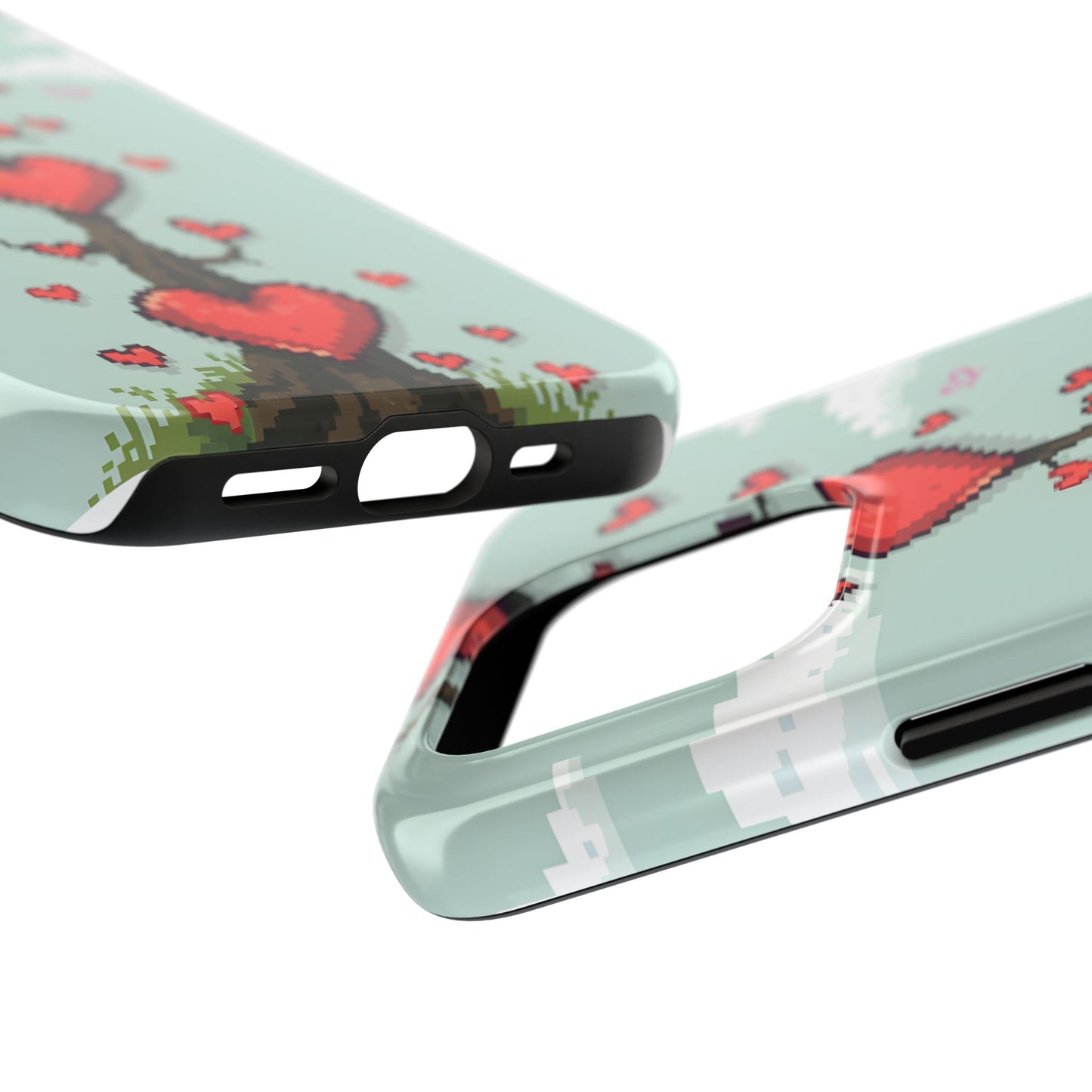 Pixelated Love Hearts Tree | Tough Phone Case - Cute Design - for iPhone