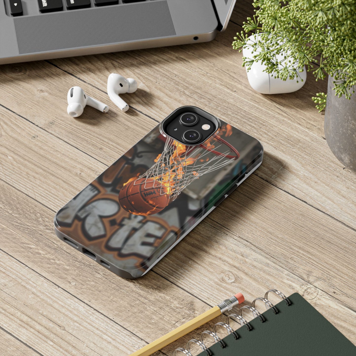 Fire Basketball Tough Phone Case - Durable Sporty Design for Athletes & Fans
