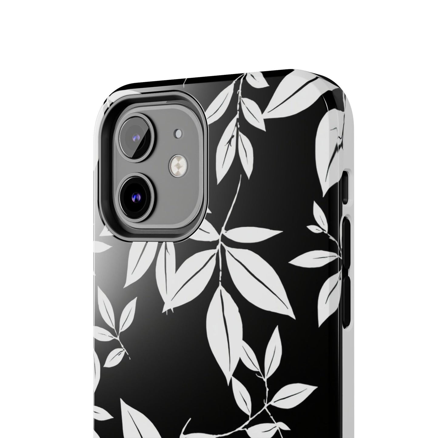 Chic Floral Tough Phone Case - Elegant Black & White Design for Stylish Protection