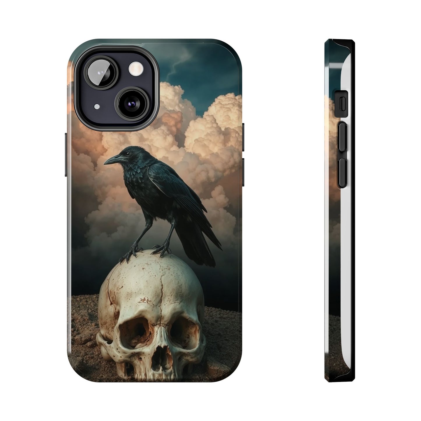 Gothic Raven Skull Tough Phone Case - Unique Protective Cover for Halloween Lovers