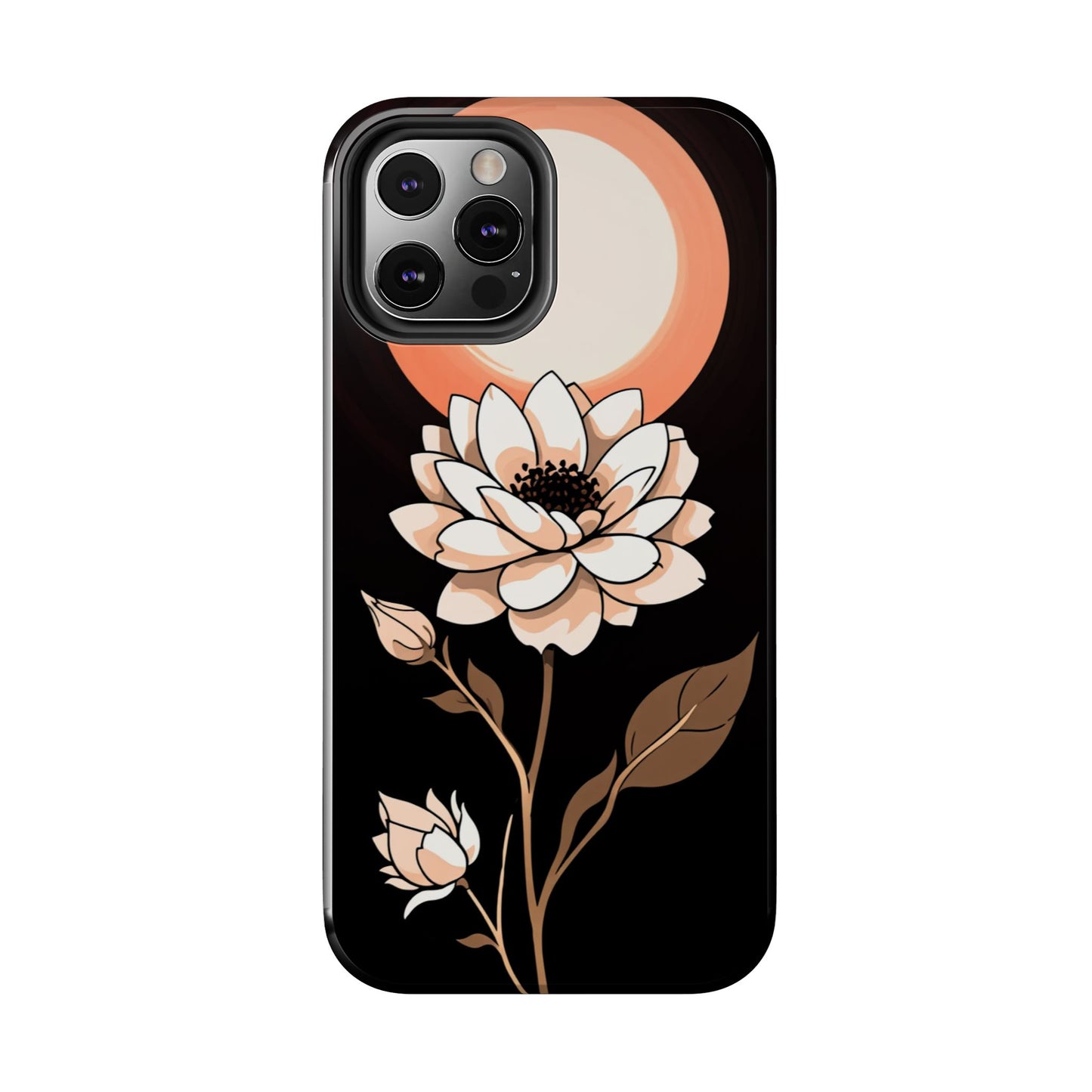 Elegant Contrast Floral Tough Phone Case - Stylish Protection for Your Device - for iPhone