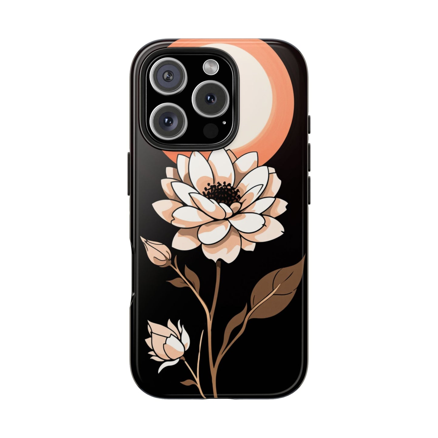 Elegant Contrast Floral Tough Phone Case - Stylish Protection for Your Device - for iPhone
