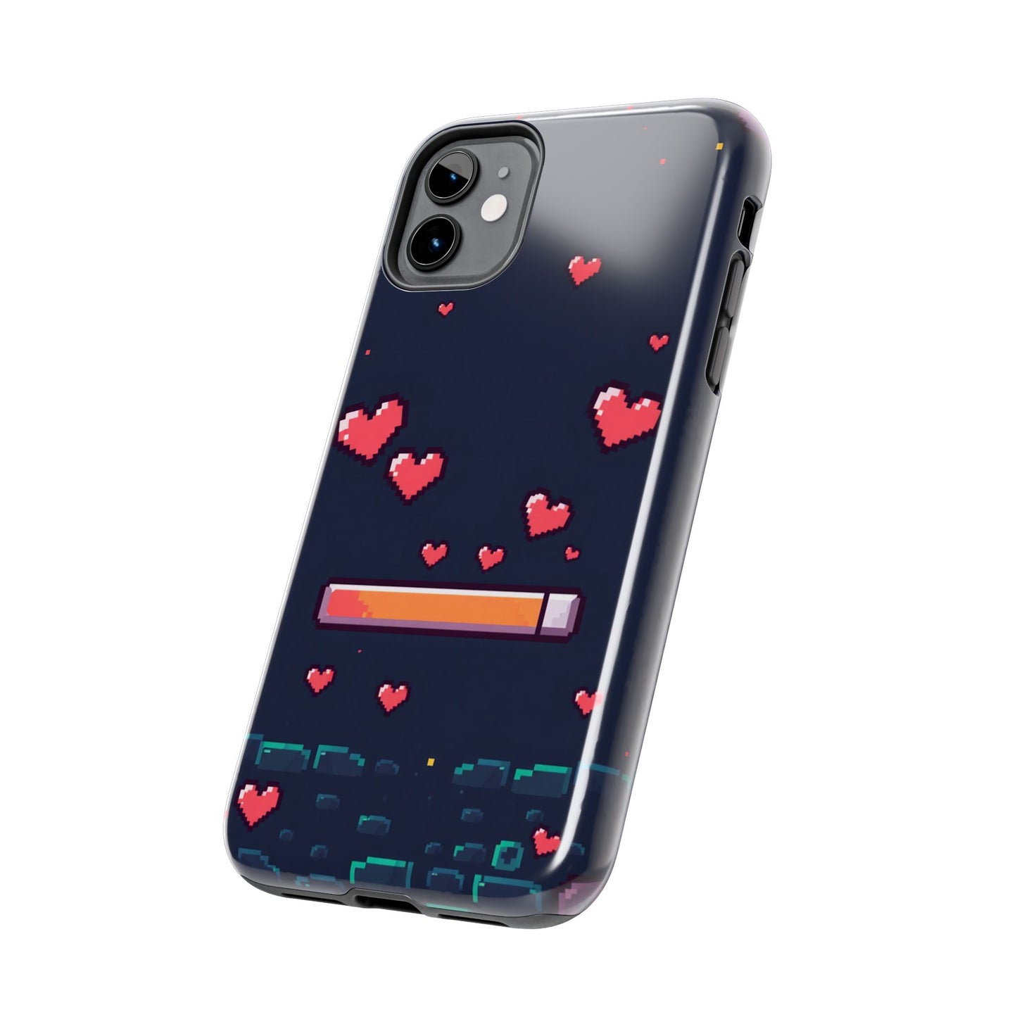 Pixel Heart Tough Phone Case - Retro Gamer Style for Valentine's Day