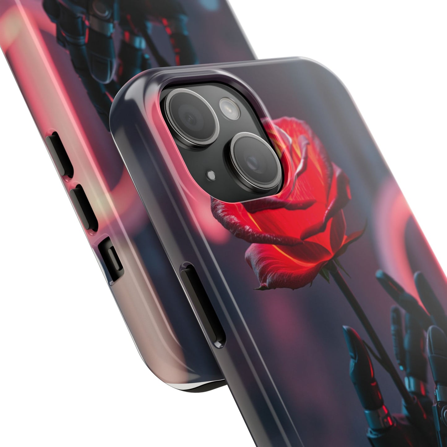 Futuristic Tough Phone Case with Robotic Rose Design | Durable Protection