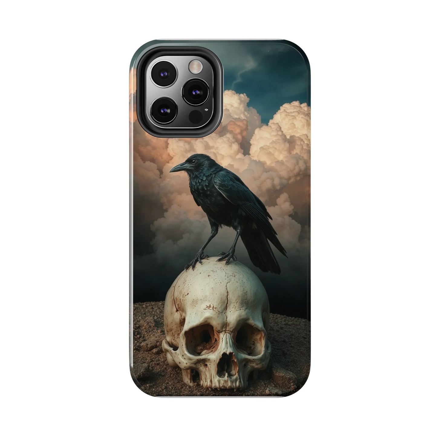 Gothic Raven Skull Tough Phone Case - Unique Protective Cover for Halloween Lovers