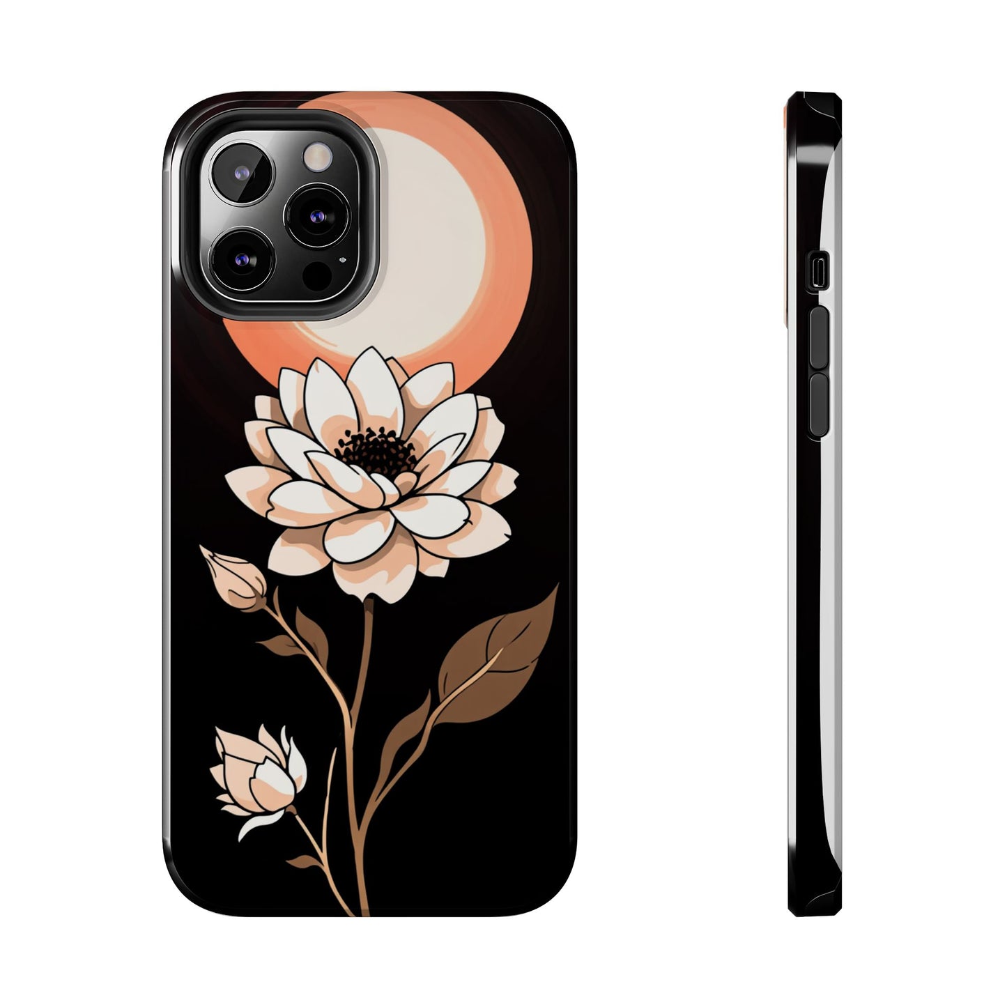 Elegant Contrast Floral Tough Phone Case - Stylish Protection for Your Device - for iPhone
