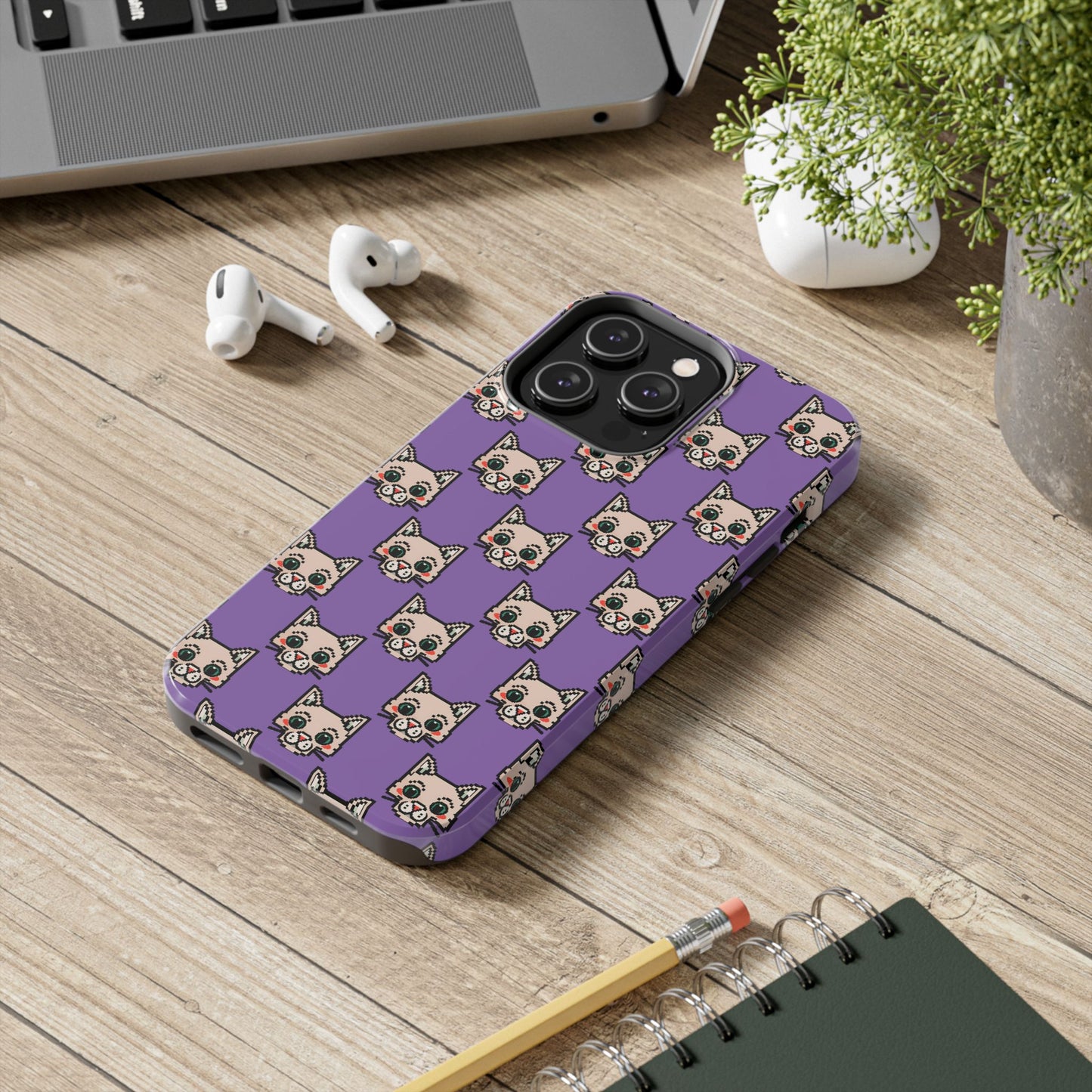 Cute Pixel Cat Tough Phone Case – Fun and Durable Protection for Cat Lovers - for iPhone