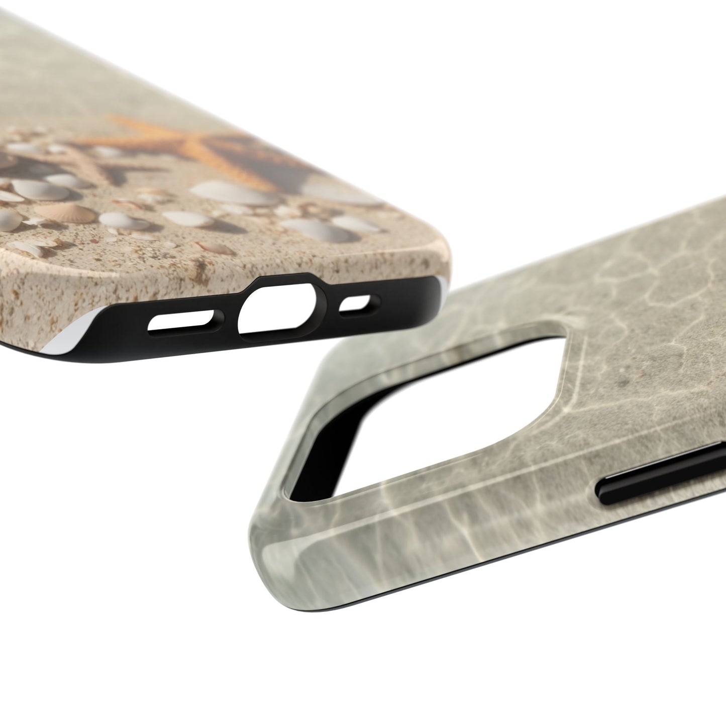 Beach-Inspired Tough Phone Case with Starfish and Seashell Design