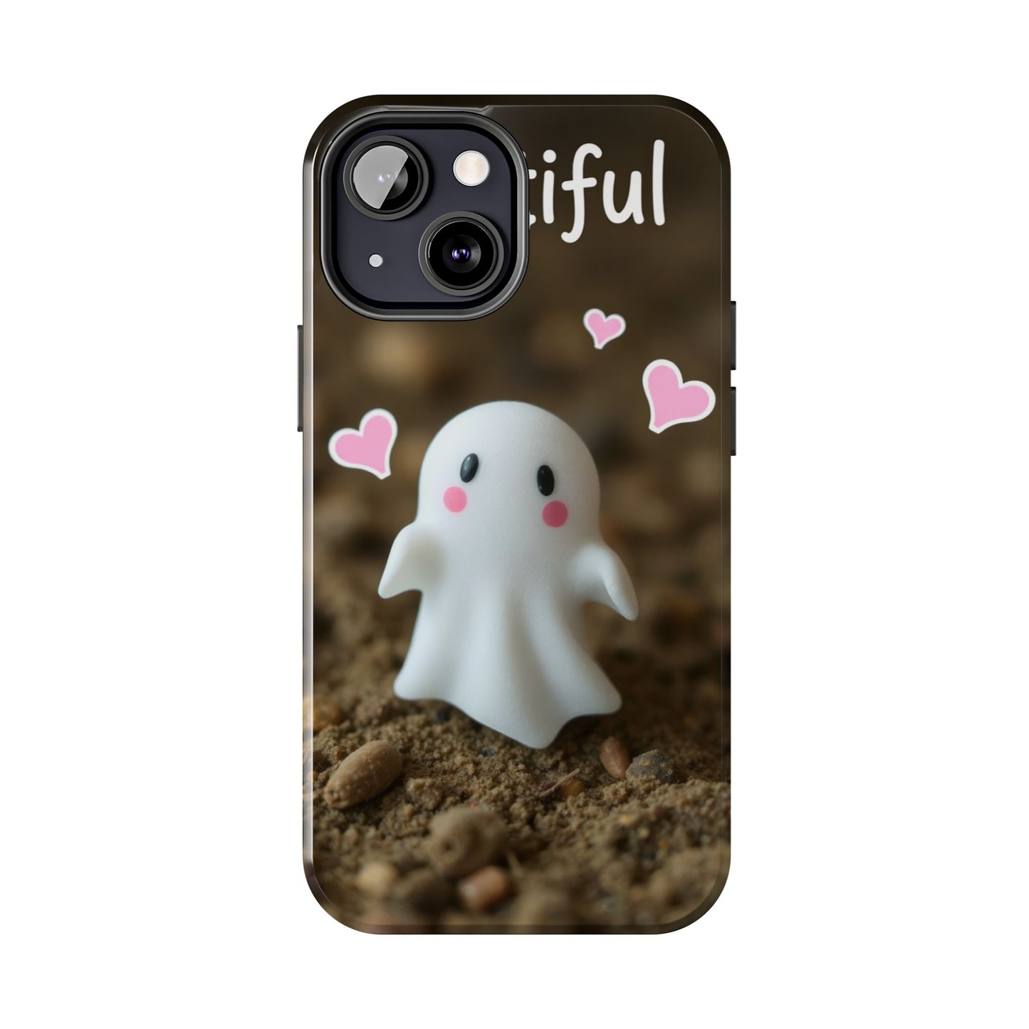 Cute Ghost Tough Phone Case - Beautiful Design with Heart Accents