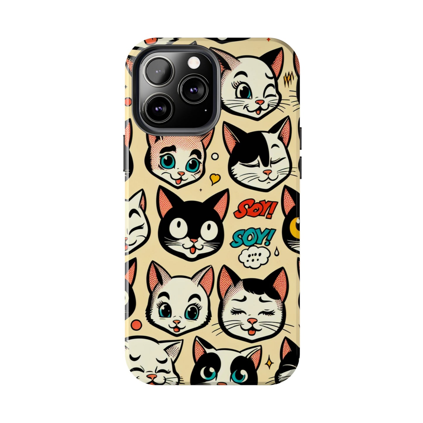Playful Cat-Themed Tough Phone Case - Pet Pattern - for iPhone