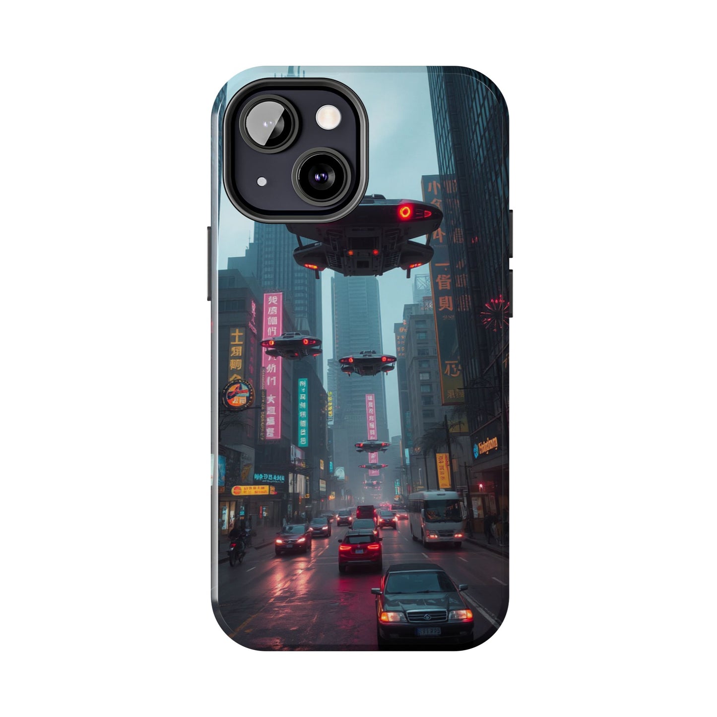 Futuristic City Tough Phone Case - Sci-Fi Design for Urban Explorers