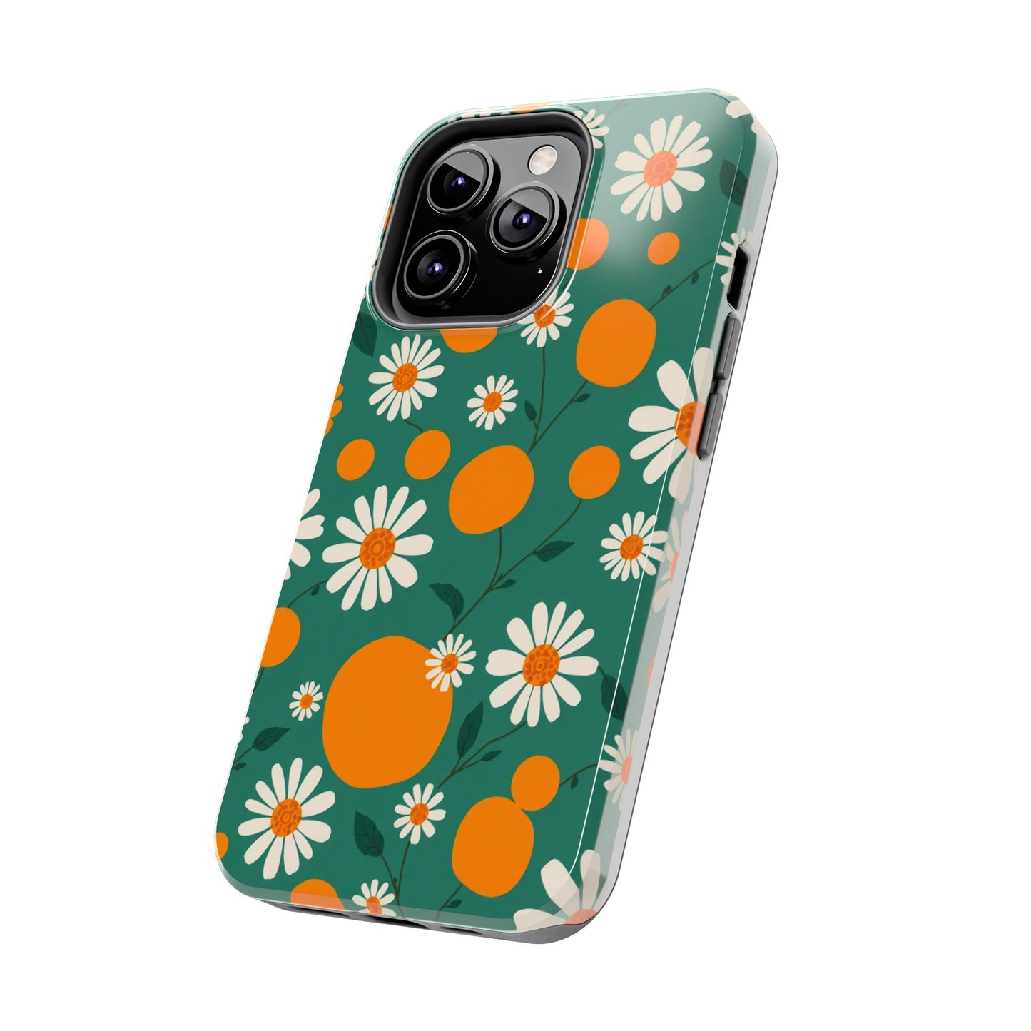 Floral Tough Phone Case - Daisy & Orange Design