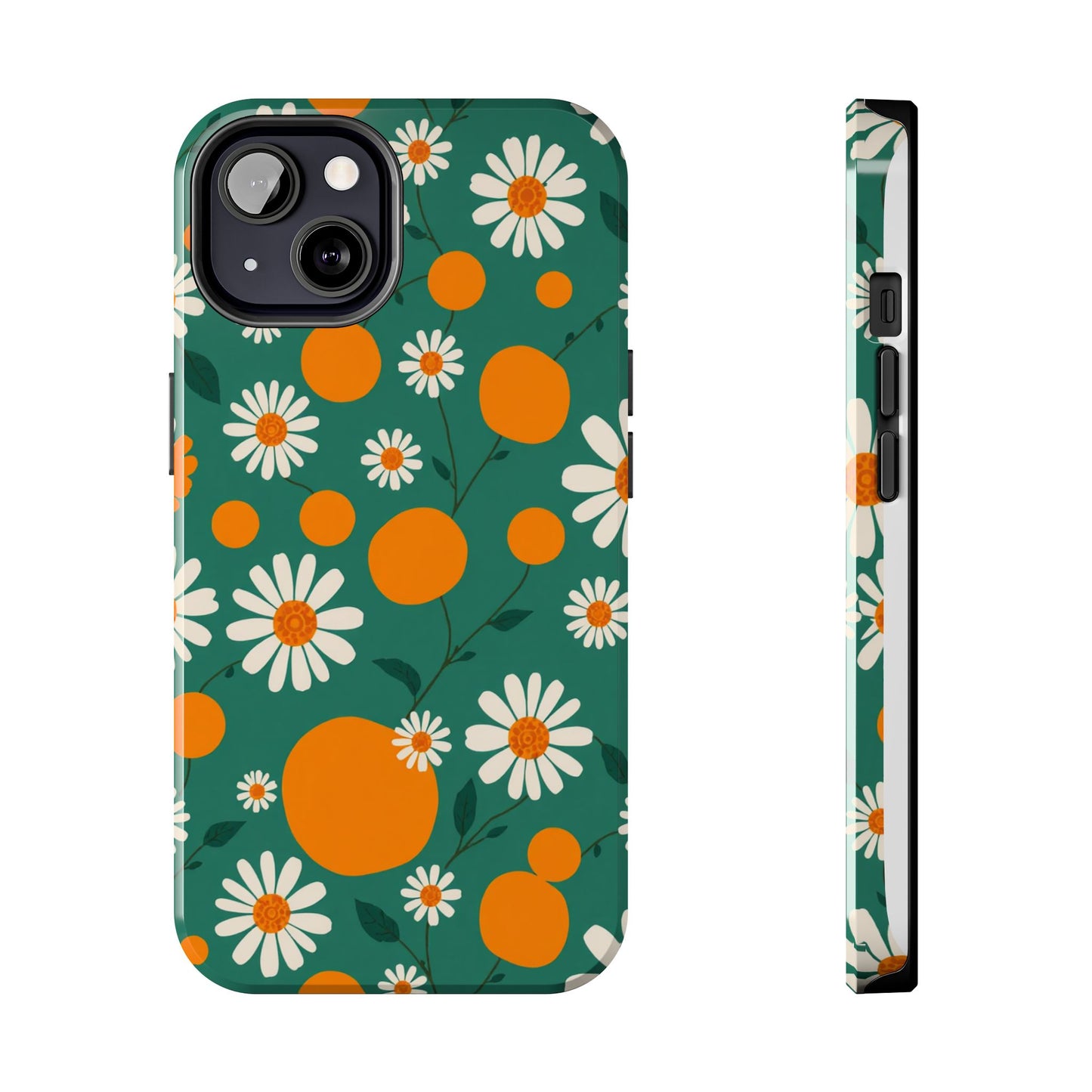 Floral Tough Phone Case - Daisy & Orange Design
