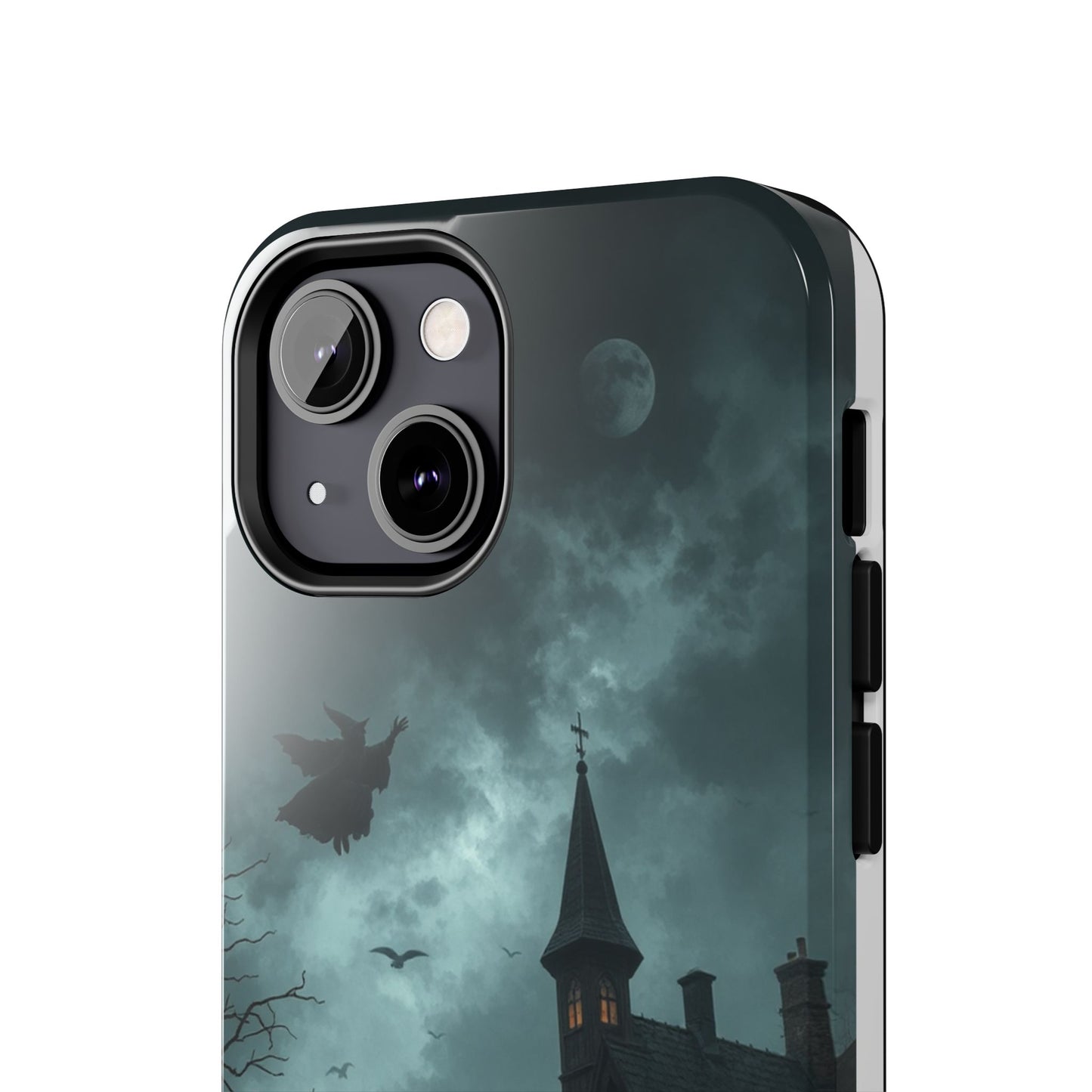 Halloween-Themed Tough Phone Case with Spooky House Design