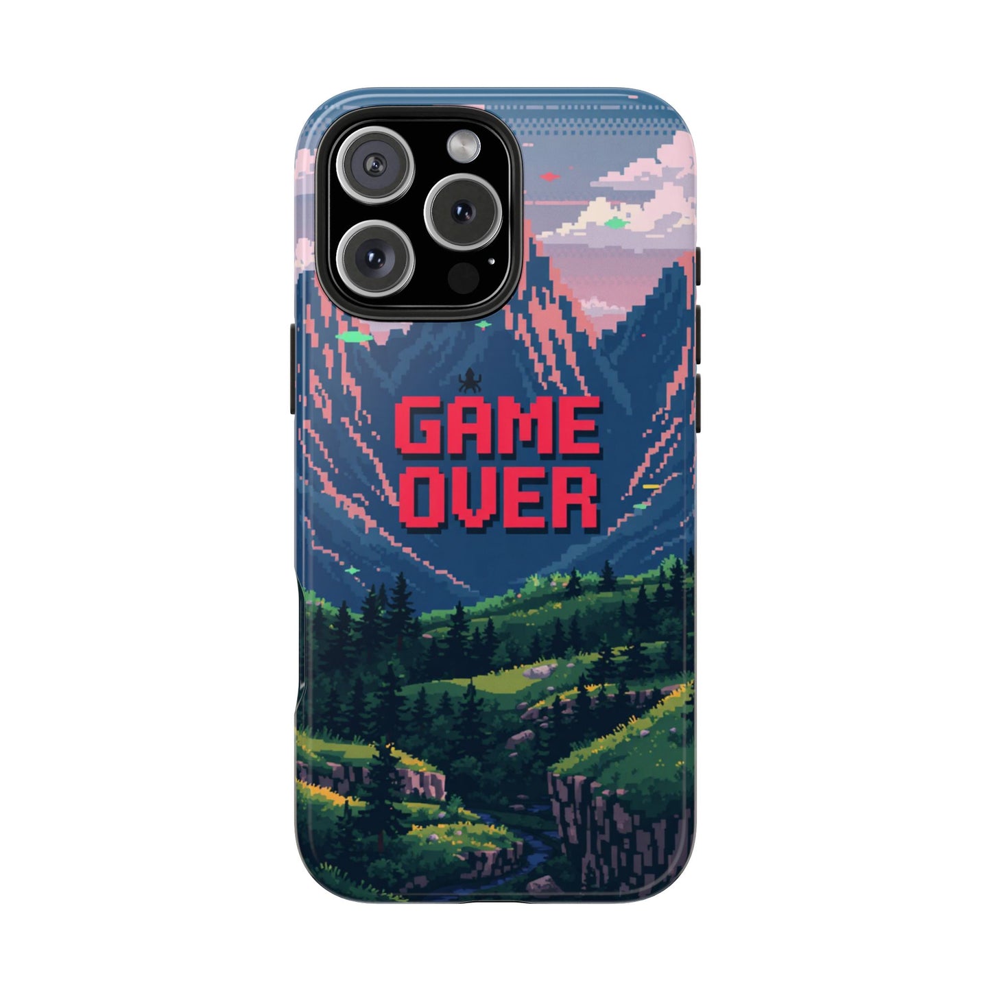 Pixel Art Tough Phone Case - 'Game Over' Design for Gamers