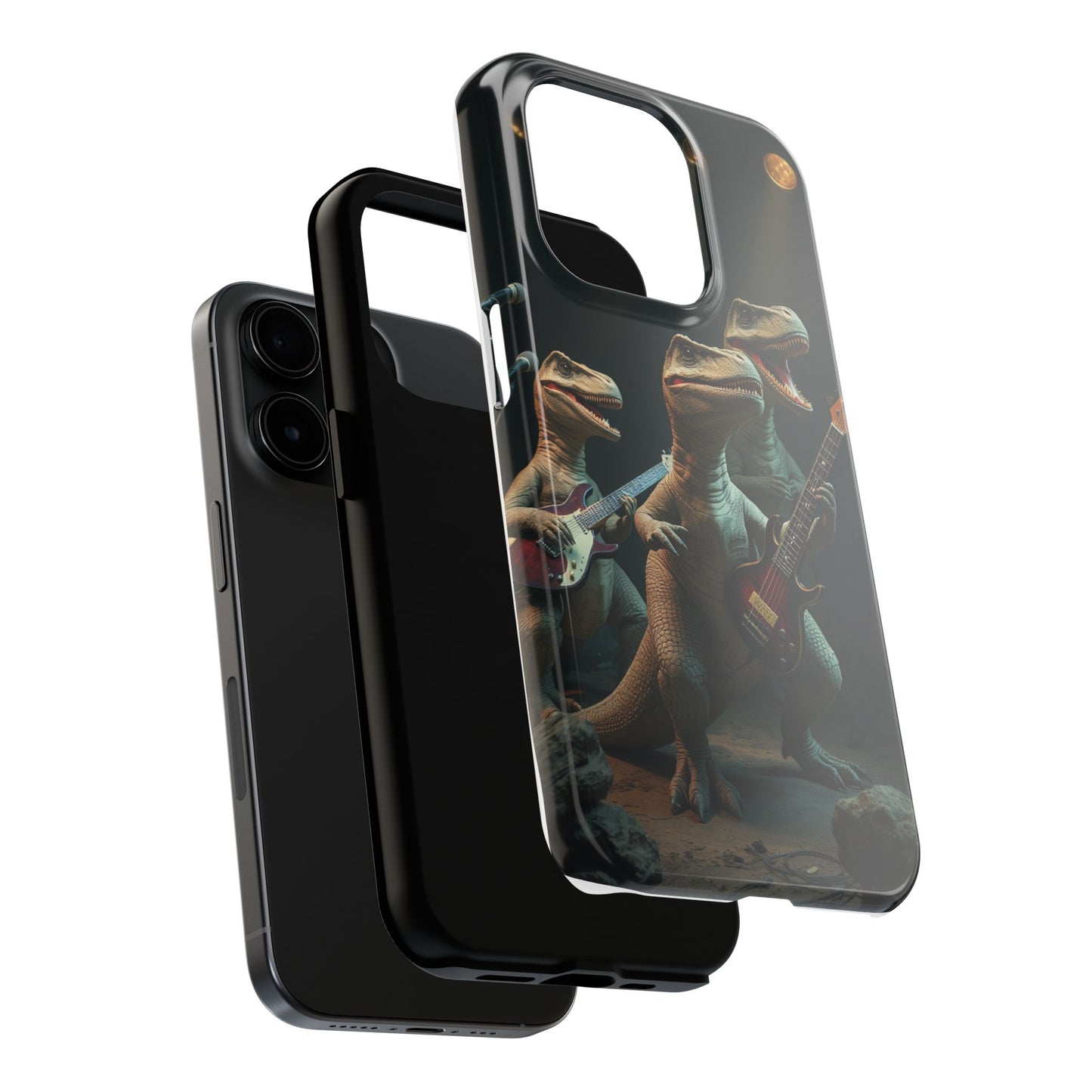 Rockin' Dinosaur Tough Phone Cases - Perfect for Music Lovers and Kids!