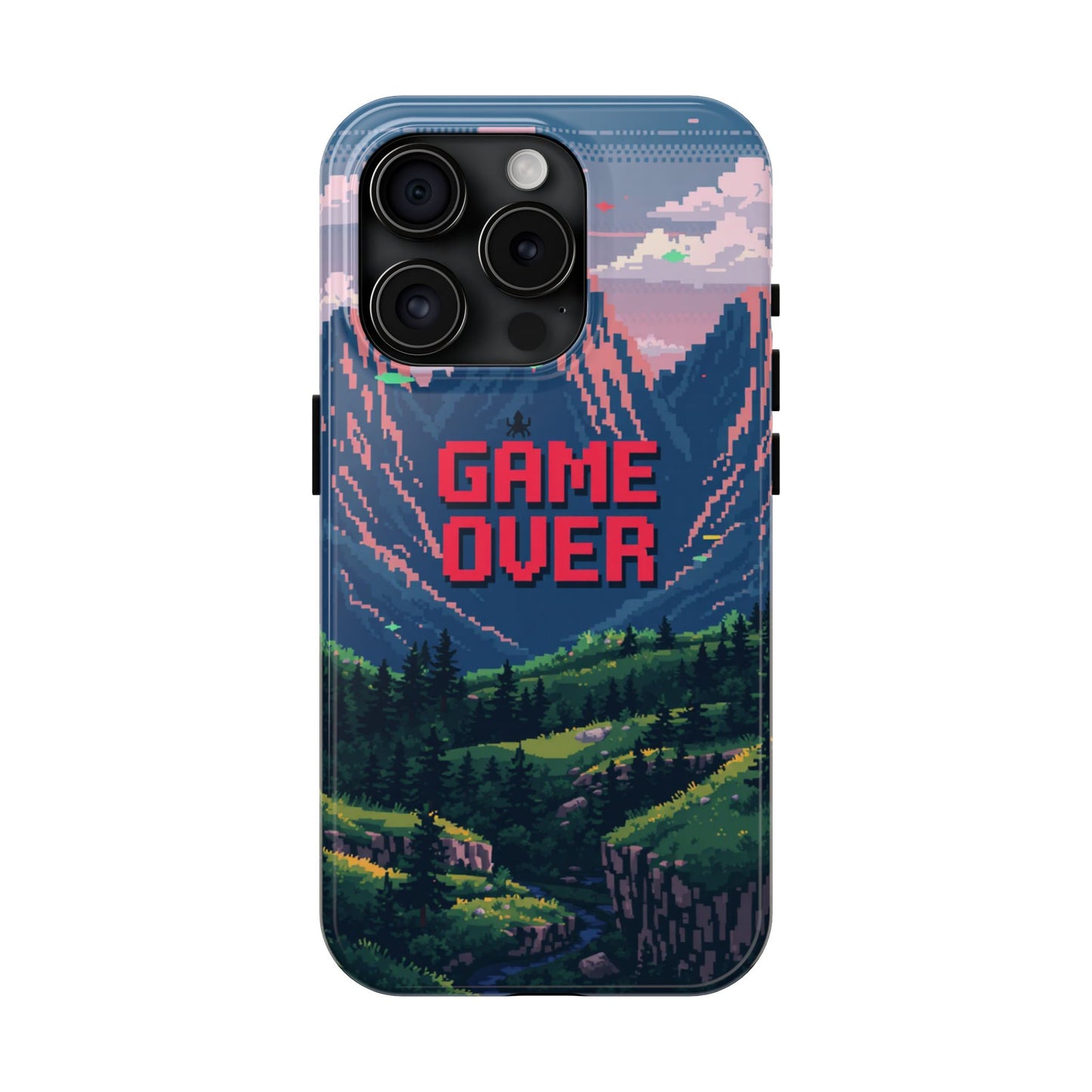 Pixel Art Tough Phone Case - 'Game Over' Design for Gamers