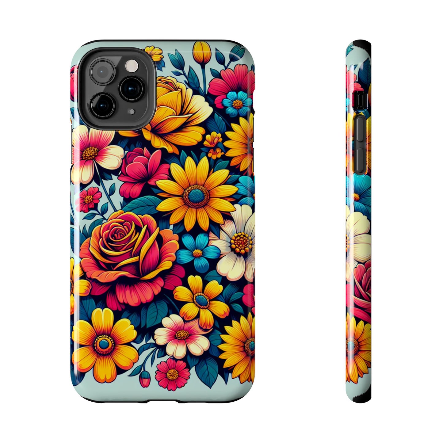 Vibrant Floral Tough Phone Case - Colorful Flower Design - for iPhone