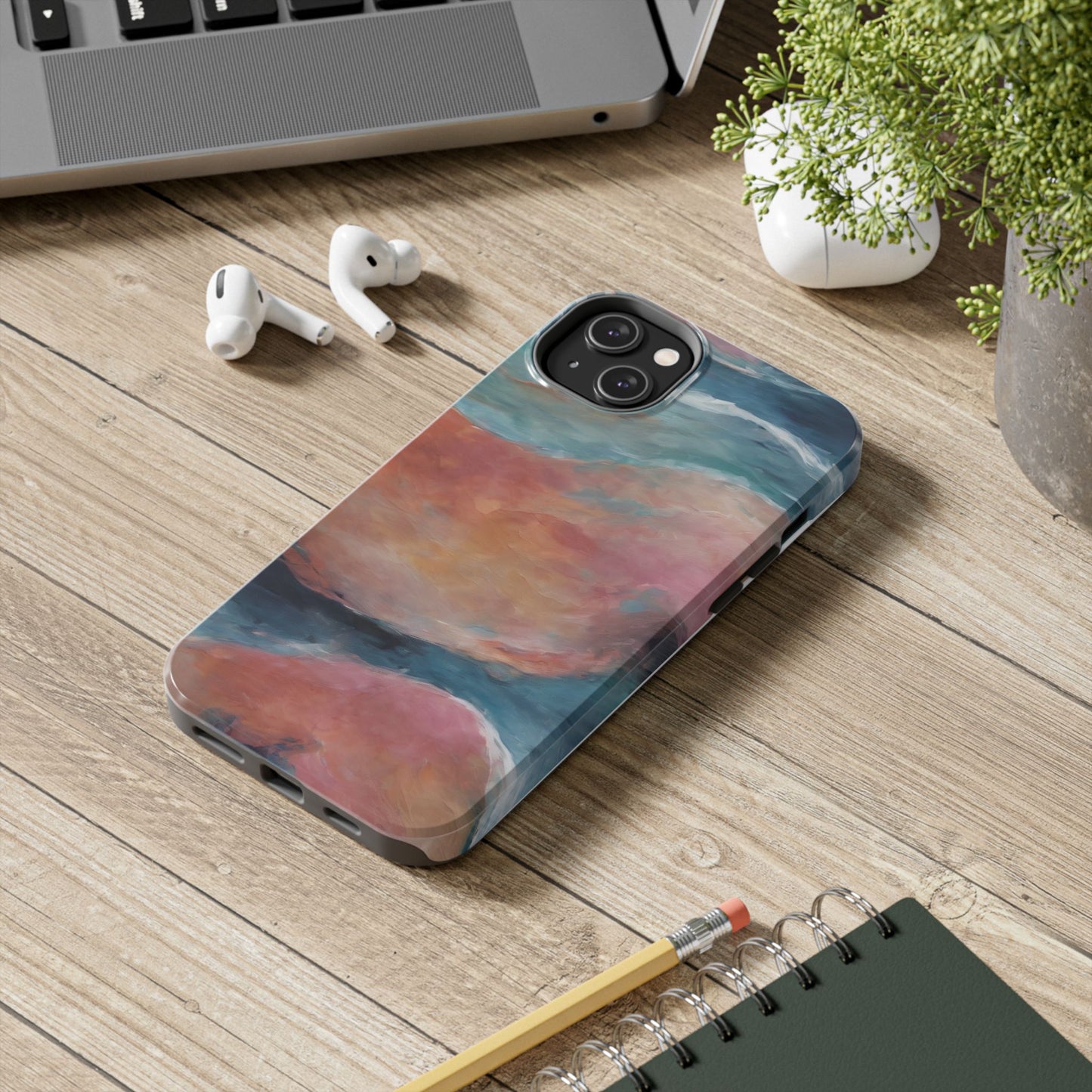 Artistic Painted Sea Tough Phone Case - Abstract Waves Design - for iPhone