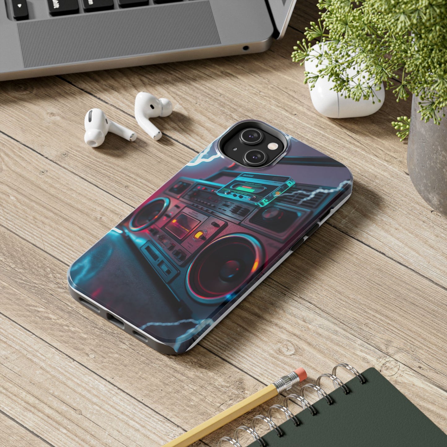 Retro Boombox Tough Phone Case – Vibrant Protection for Music Lovers