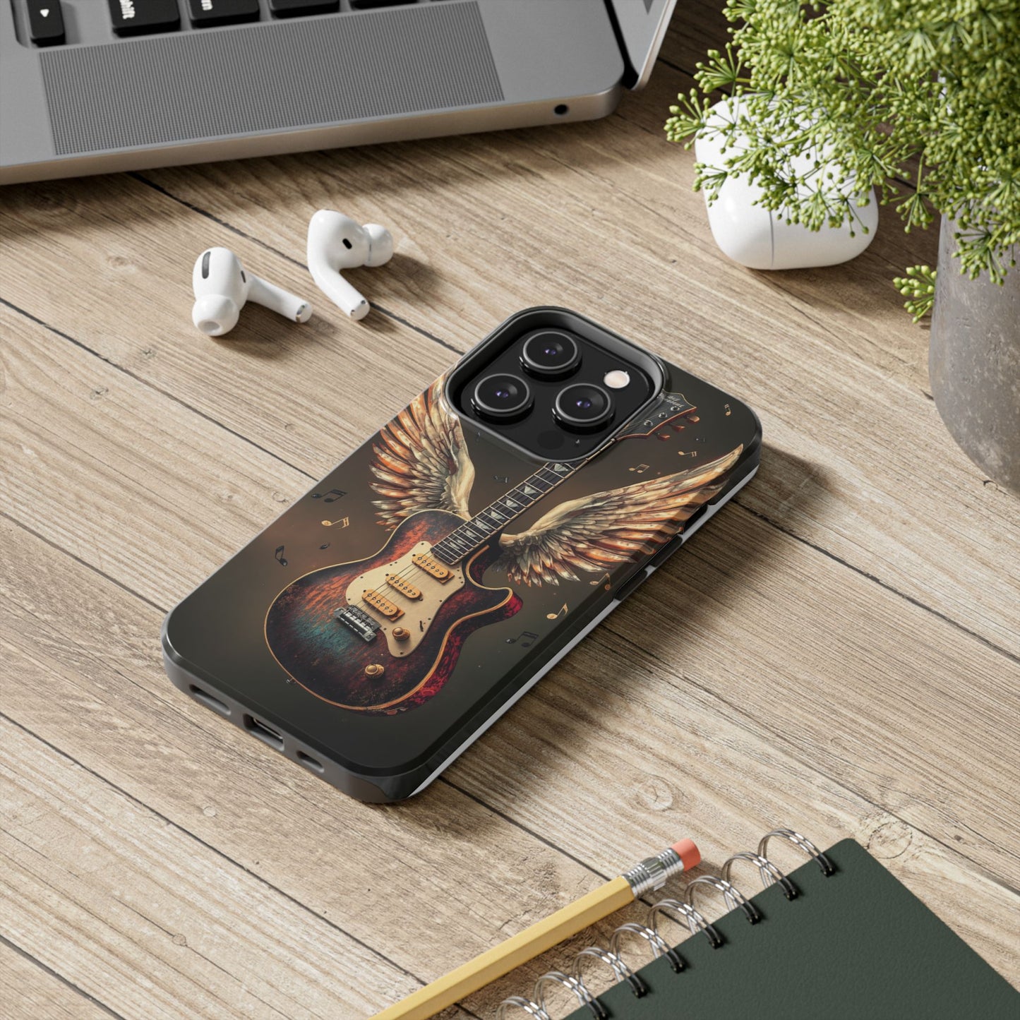 Inspirational Guitar Wing Phone Case - Tough Protection for Music Lovers