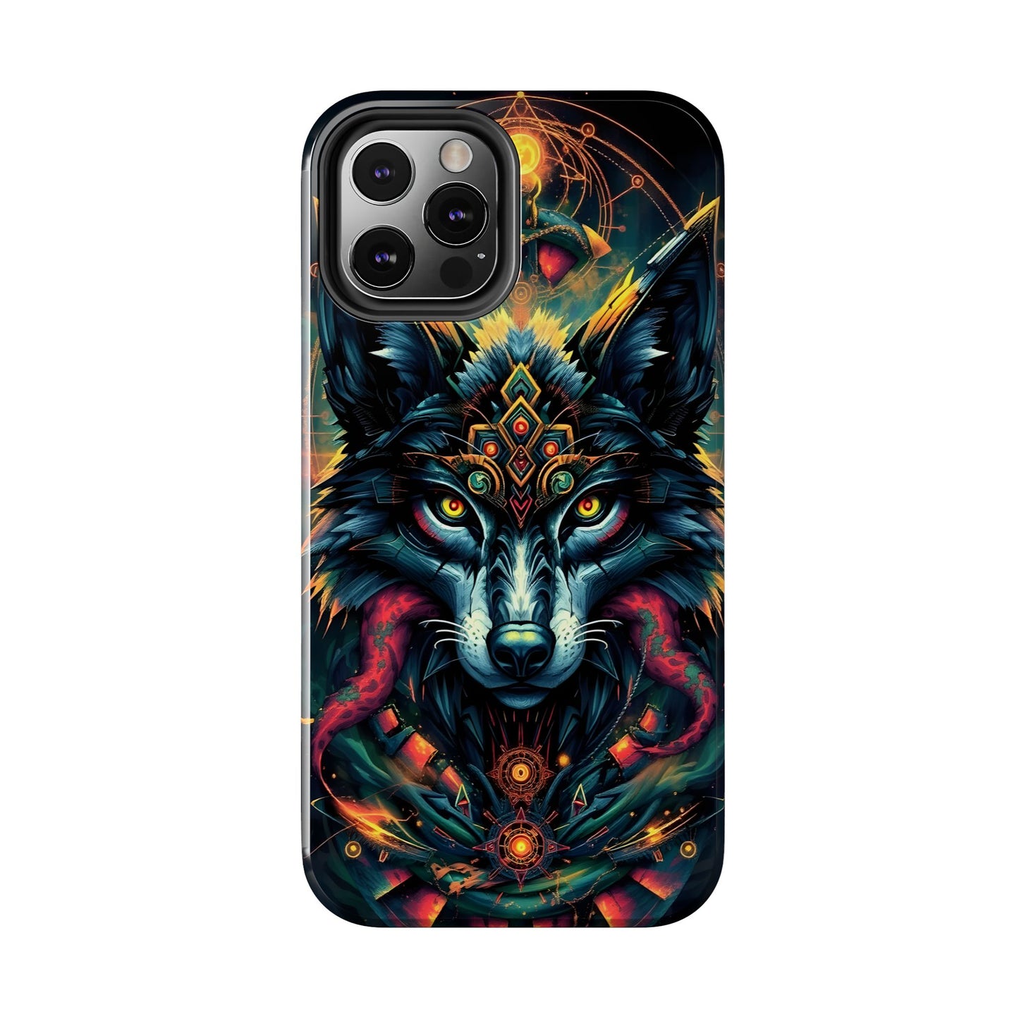 Vibrant Mystical Wolf Art Tough Phone Case - Durable & Unique Design for Animal Lovers - for iPhone